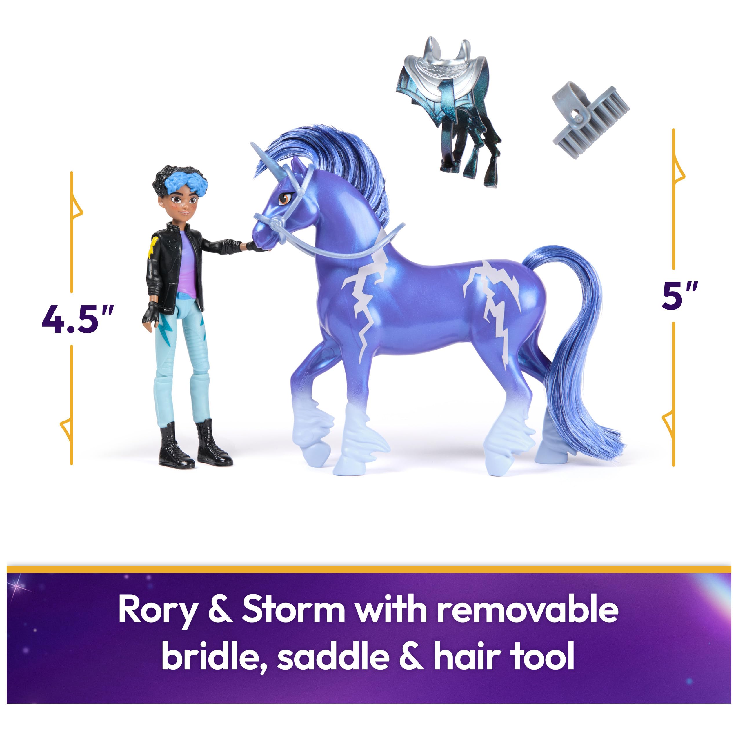 Unicorn Academy Rory and Unicorn Storm Set - 12cm Action Figures with Articulation and Styling Brush 2