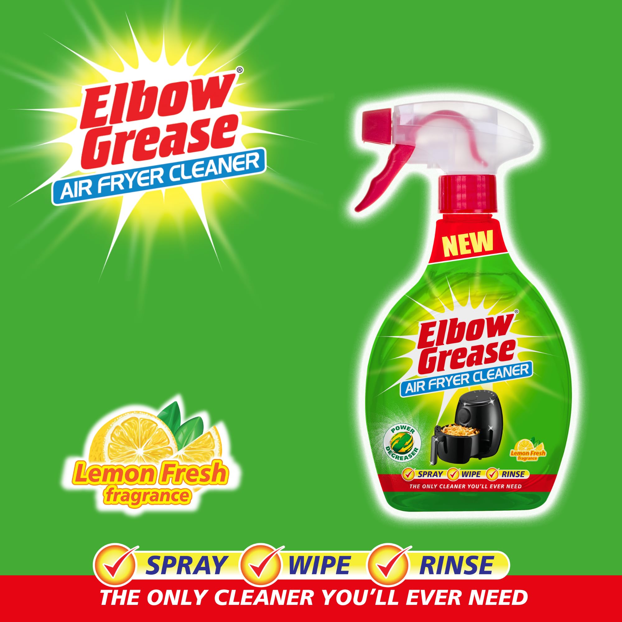 Elbow Grease Air Fryer Cleaner Spray - Powerful Degreaser | Lemon Fresh Scent | 500ml 2