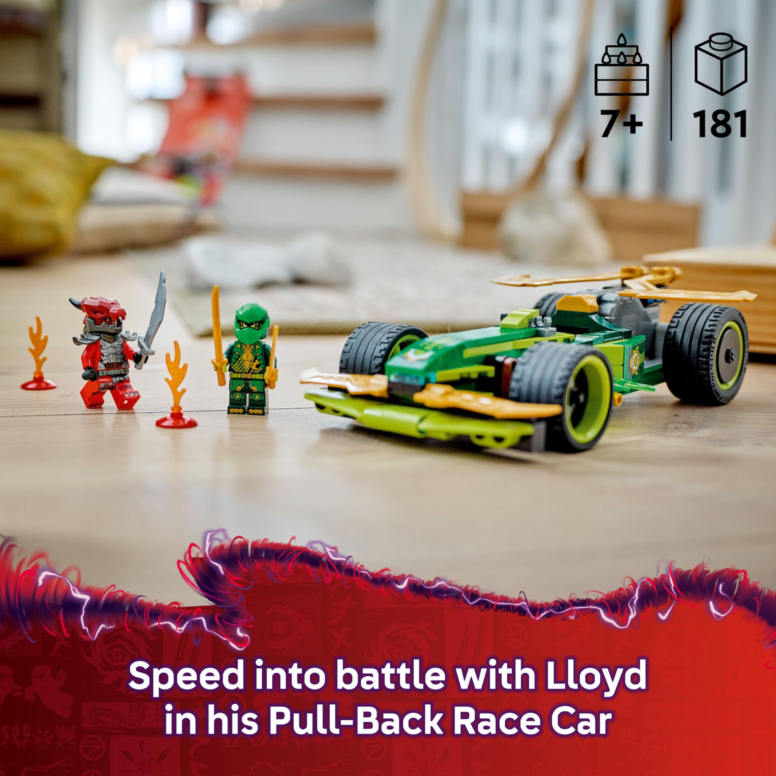 LEGO NINJAGO Lloyd’s Pull-Back Race Car Toy Set 71828 with 2 Minifigures for Ages 7+ 2
