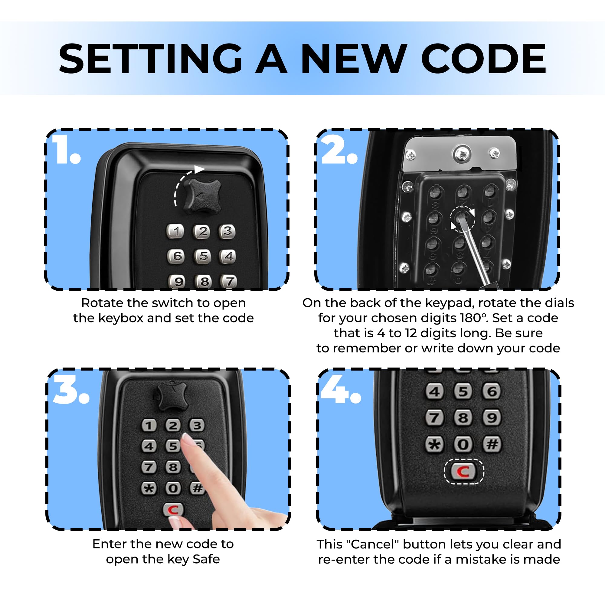 XShield Security Lock Box - 12-Digit Combination | Weatherproof Zinc | Wall Mount | Black