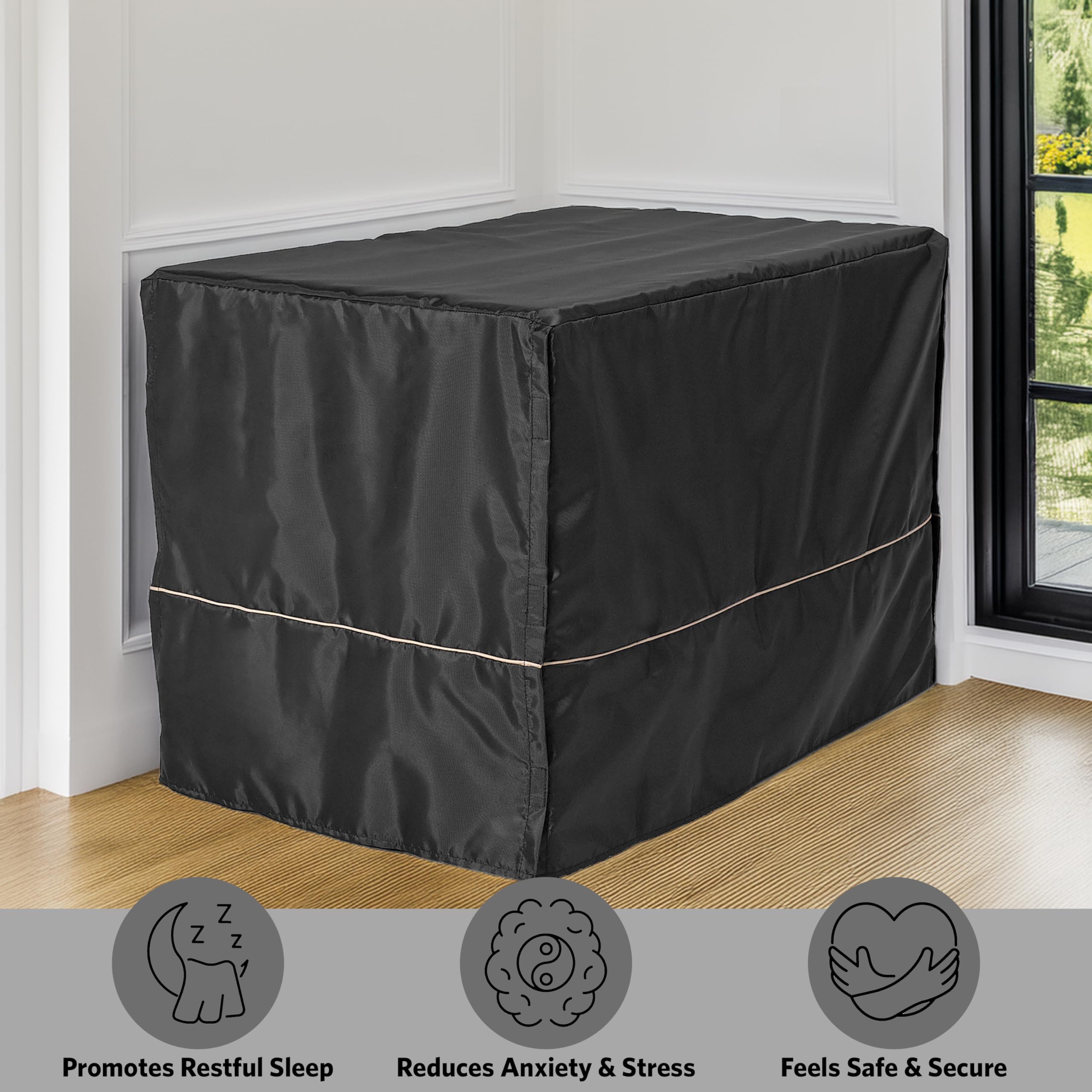 MidWest Homes for Pets Black Polyester Crate Cover for 76cm Crates | Breathable & Secure Fit 2