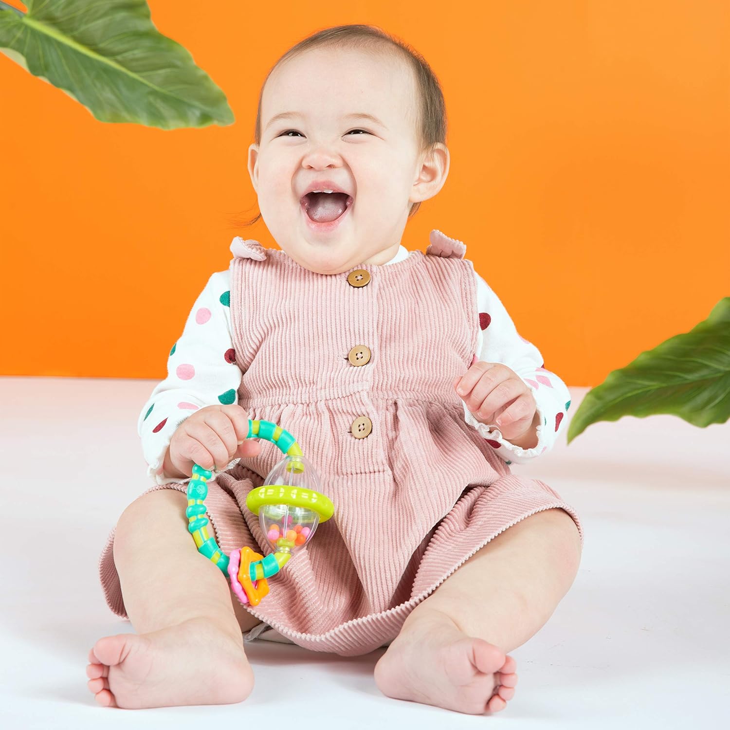 Bright Starts Grab & Spin Rattle and Teether Toy - 3 Months+ 5