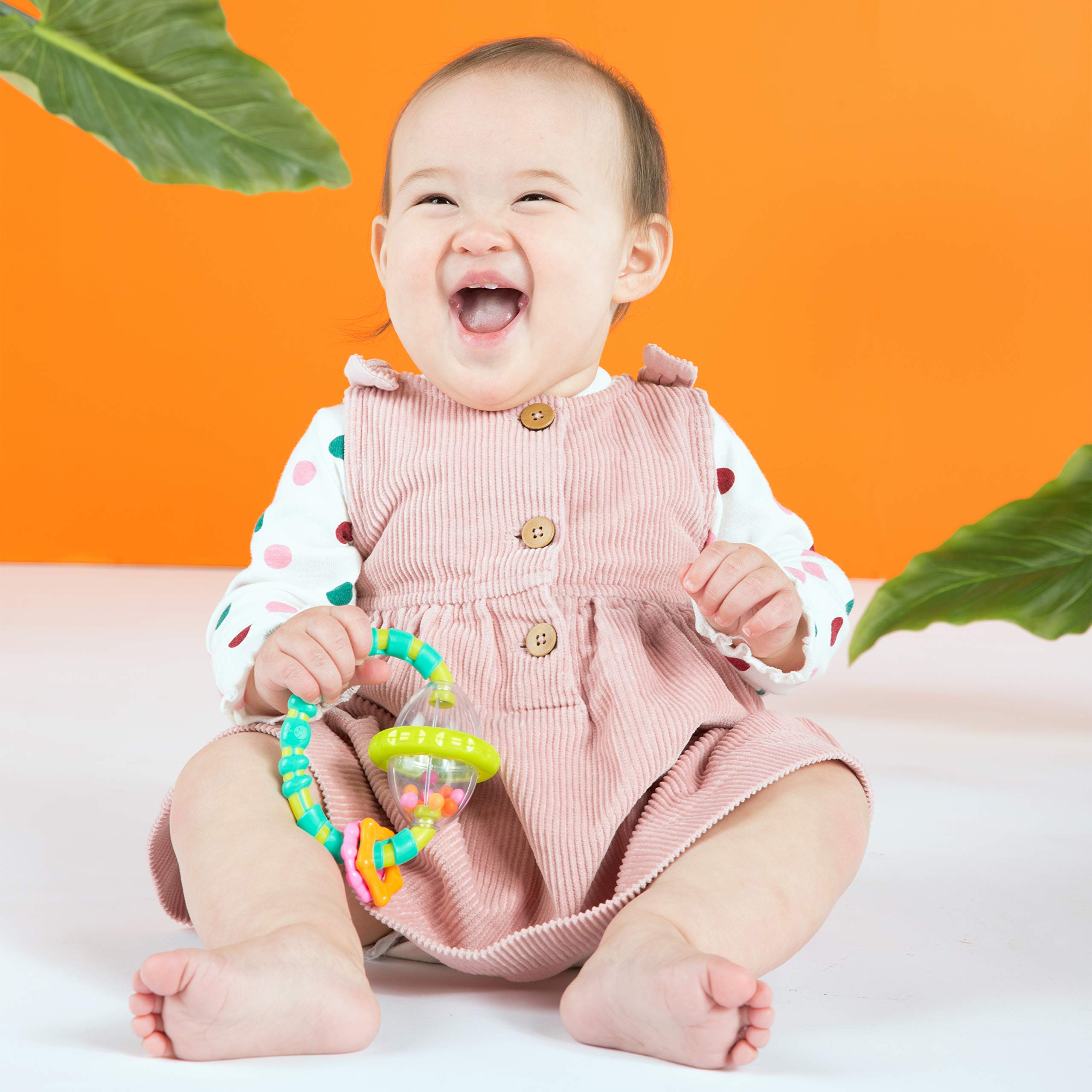 Bright Starts Grab and Spin Rattle Teether Toy - Easy Hold, BPA-Free, Ages 3 Months+ 5