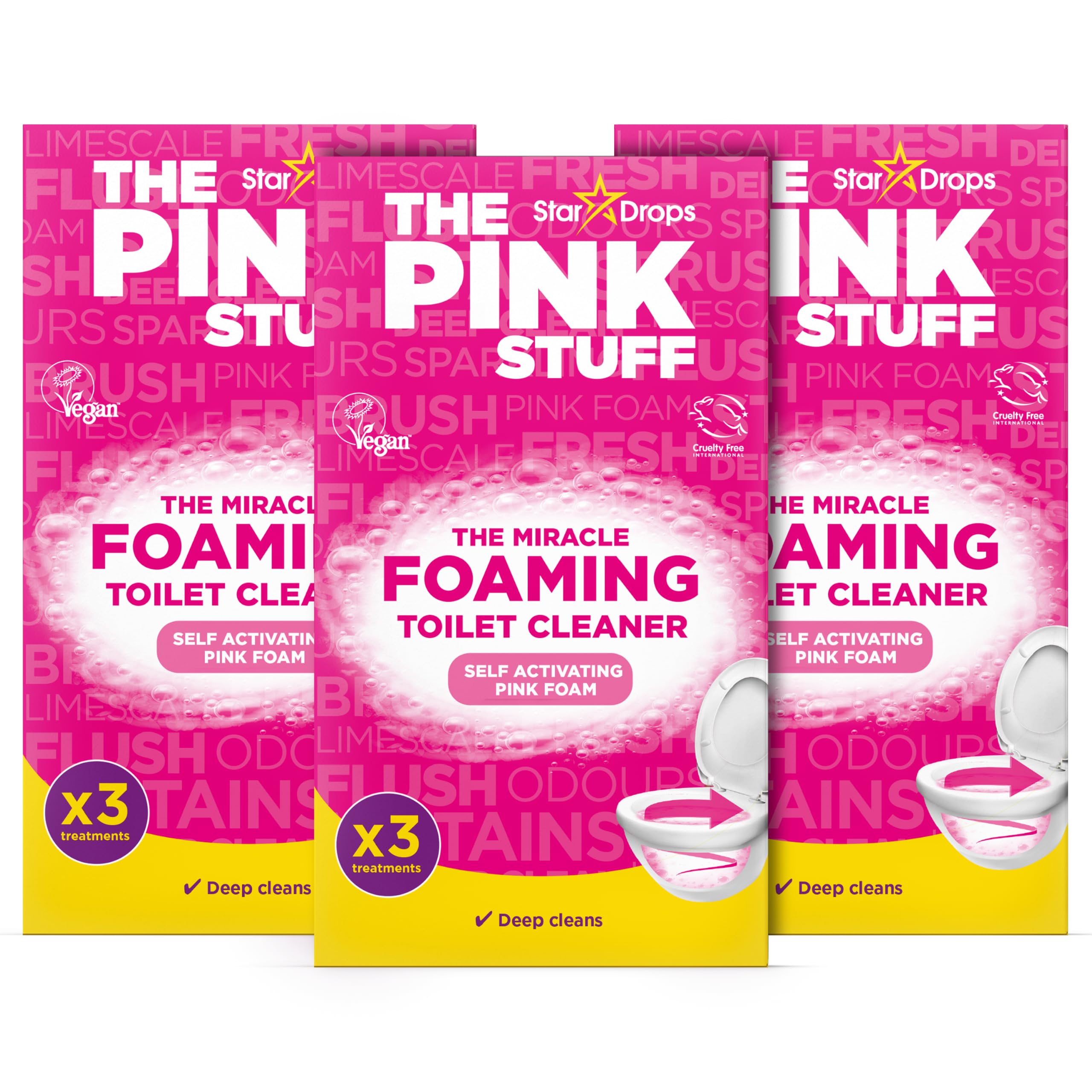 Stardrops The Pink Stuff Miracle Power Foaming Toilet Cleaner - Triple Pack | 900g Total Weight | Fruit Scent 1