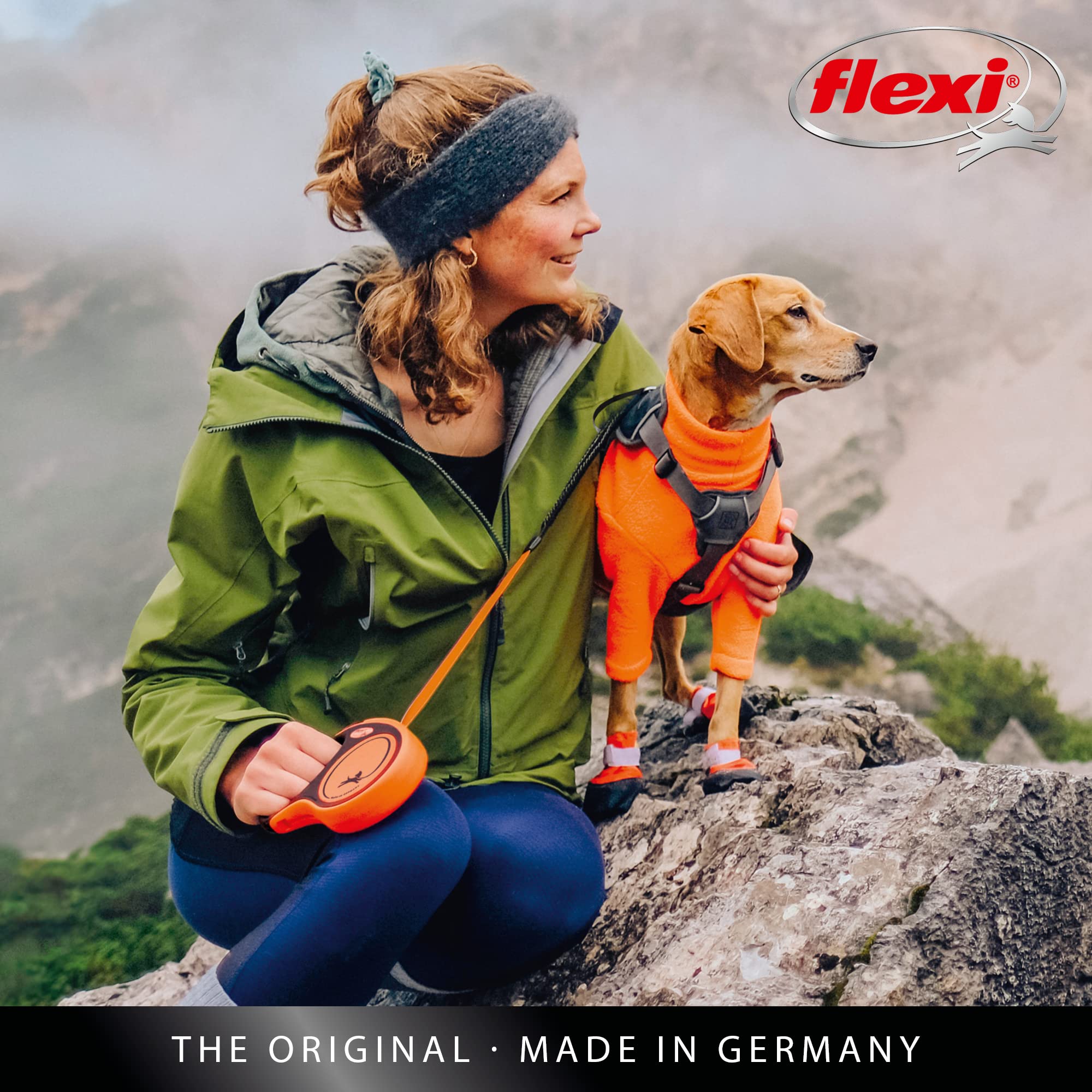 flexi Xtreme Retractable Lead - Robust, Bite-Resistant Tape | Size L, 8M Length | Orange/Black