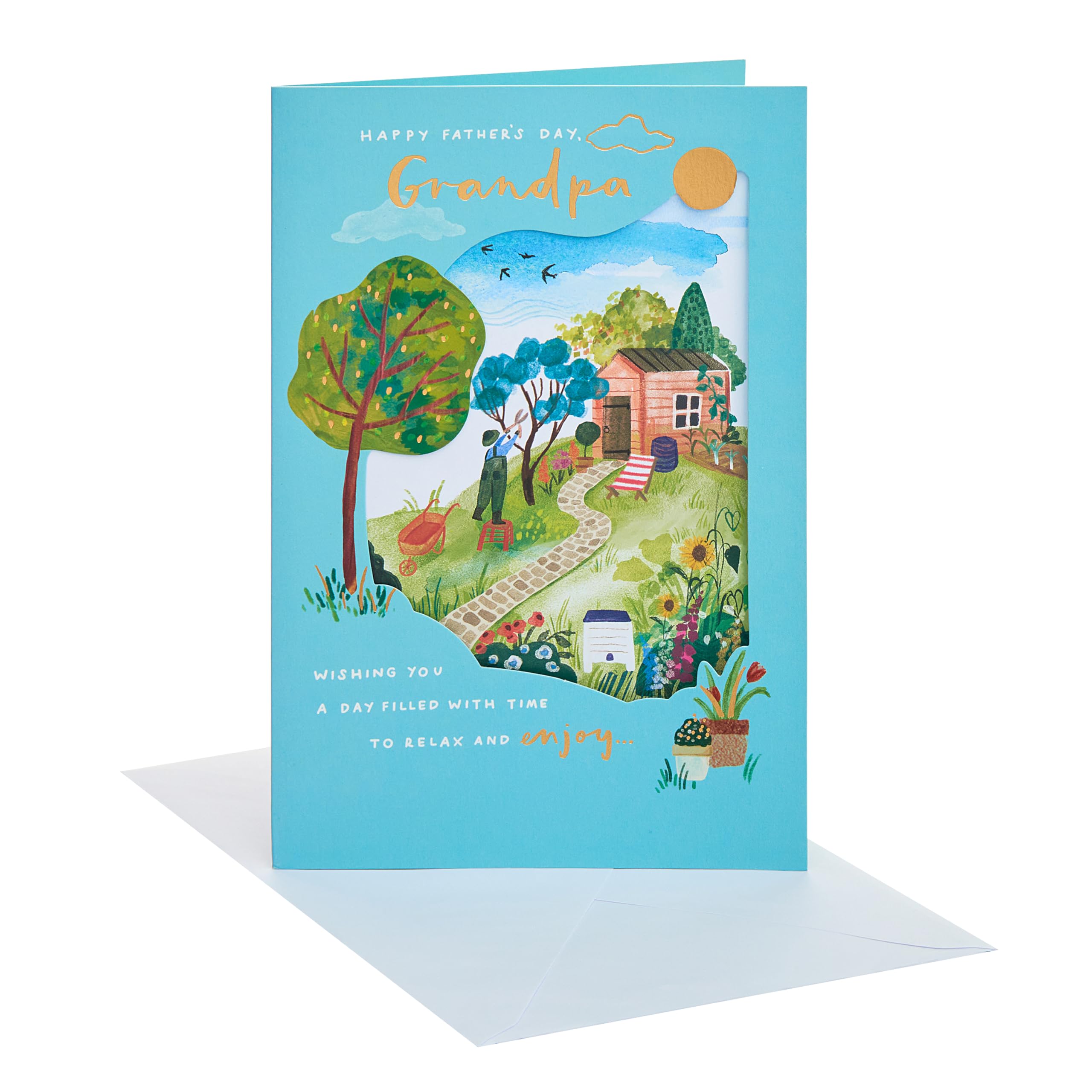 UK Greetings Father's Day Card for Grandpa | Gardening Design | 14.9 x 22.9 cm