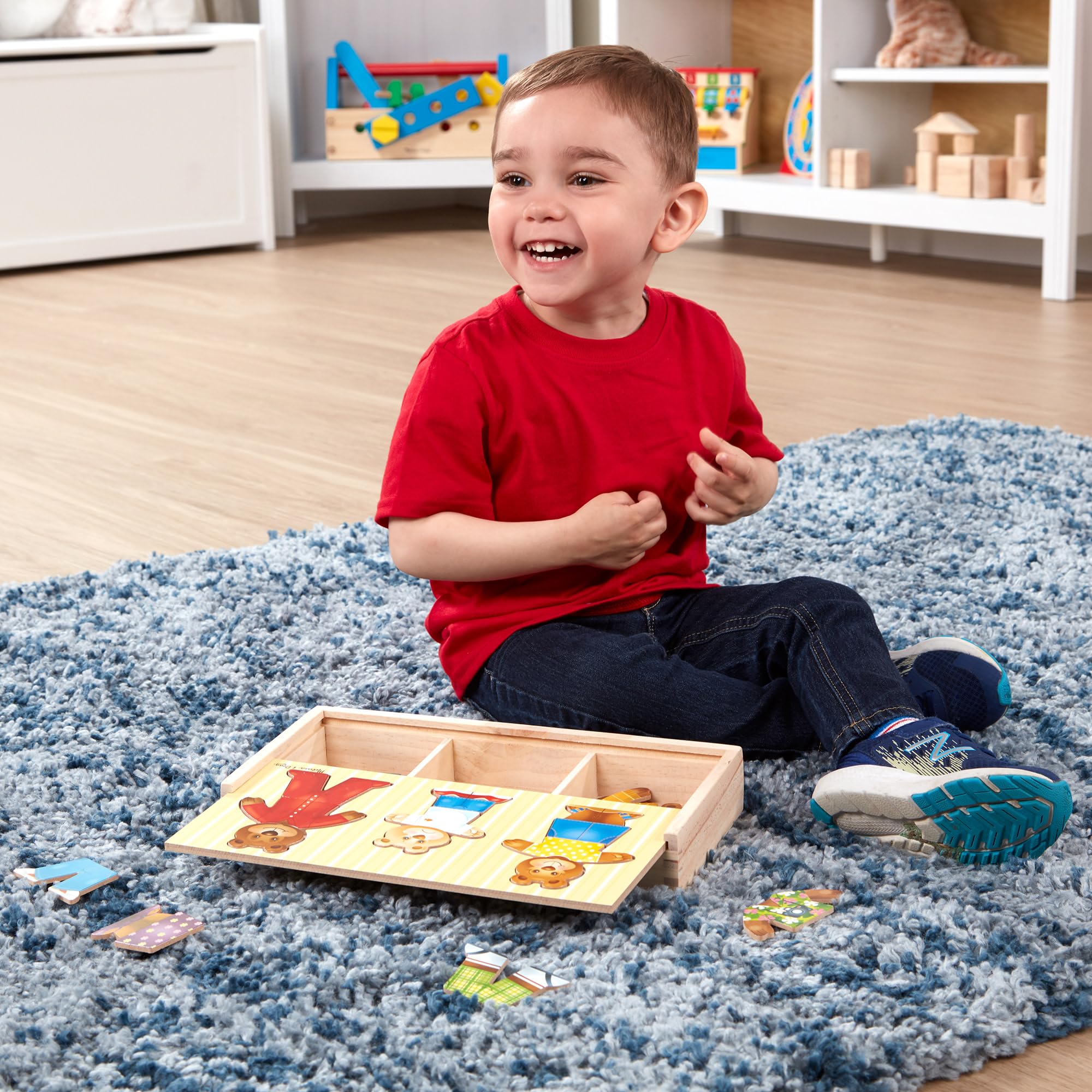 Melissa & Doug Bear Family Dress-Up Puzzle - Wooden Mix-and-Match Playset for Ages 3-6 7