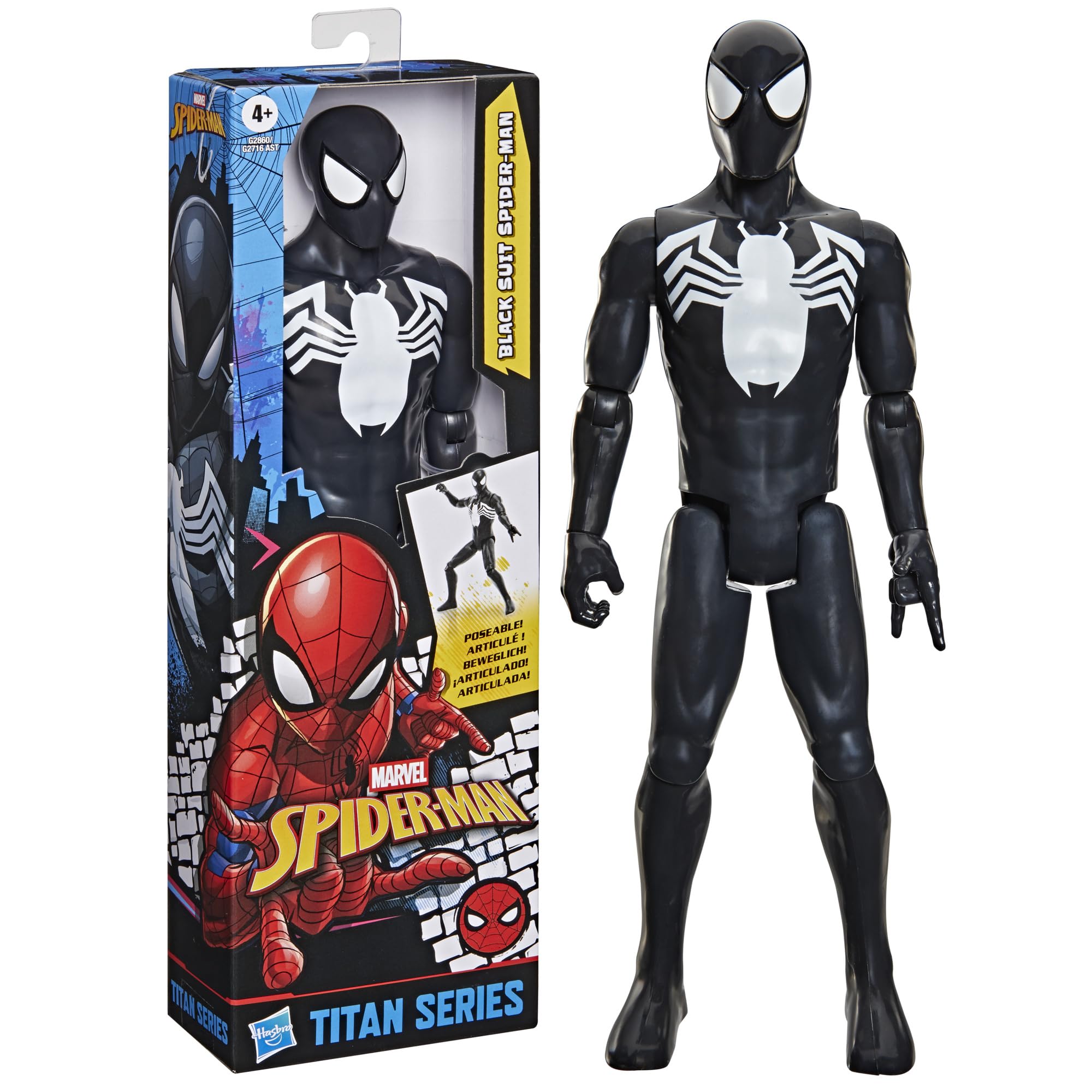 SPIDER-MAN Titan Series Black Suit Spider-Man Action Figure - 30-cm Scale | 11 Points of Articulation 4
