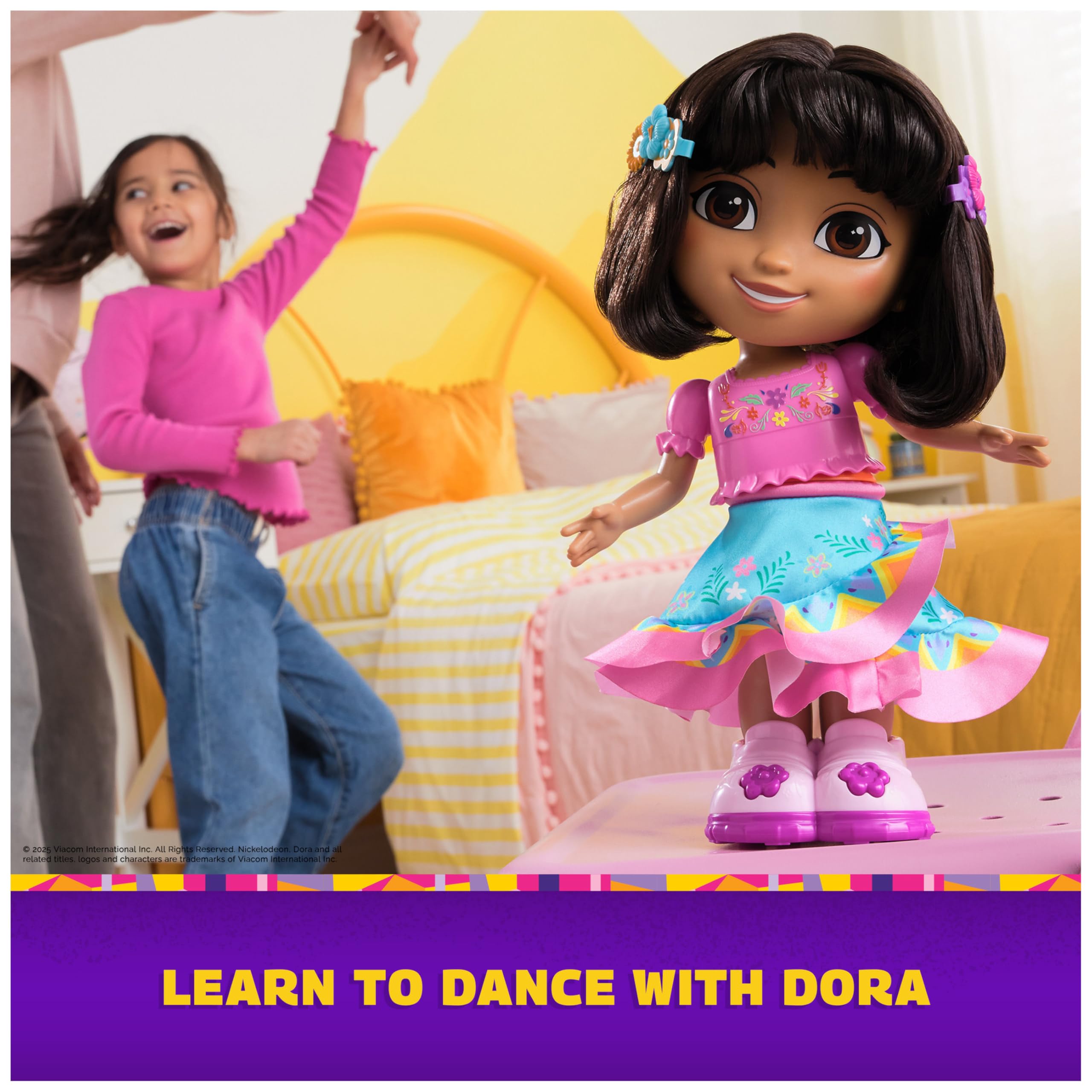 DORA Dance with Me Dora Interactive Dancing Doll | Bilingual | Includes 2 Skirts | Ages 3+ 5