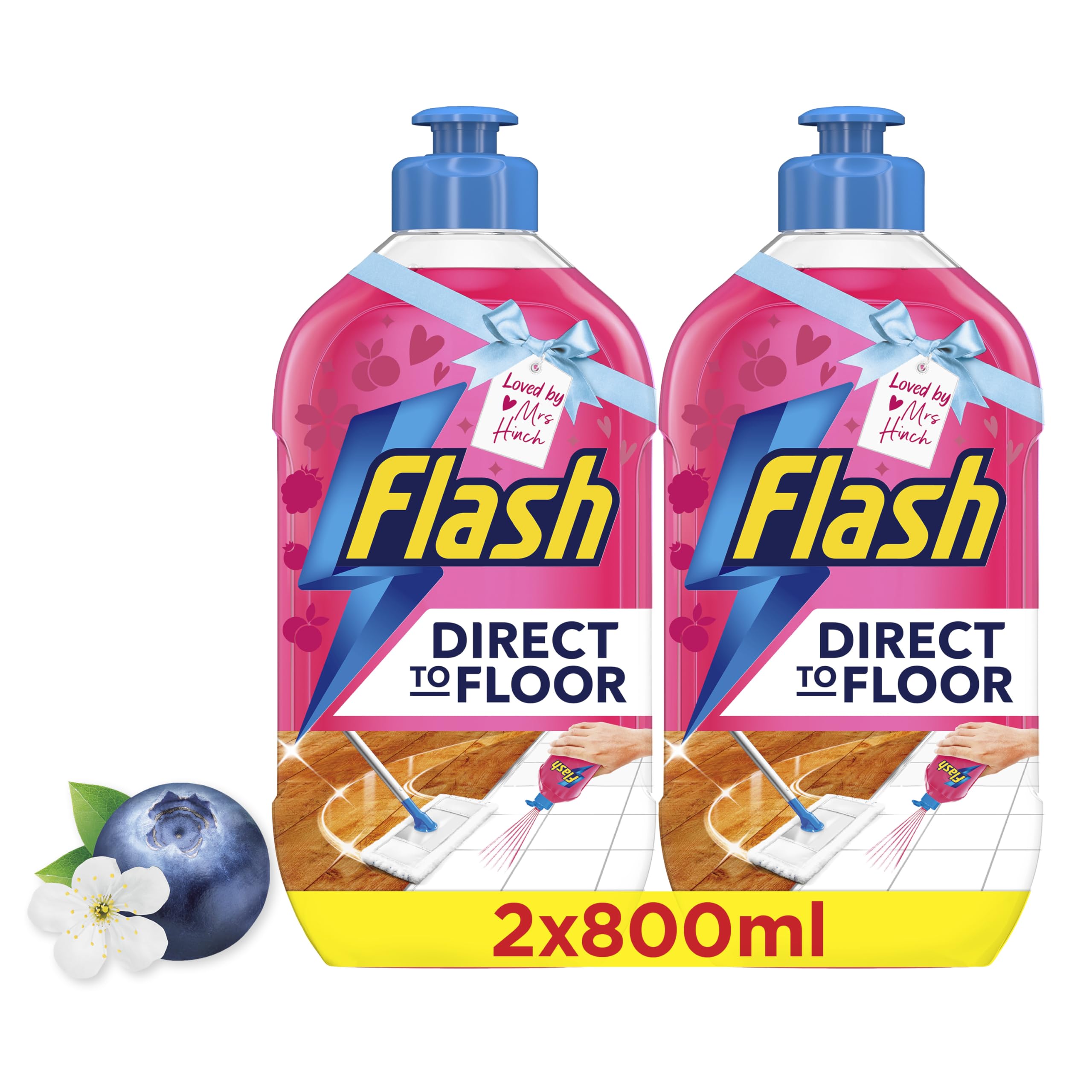 FLASH Direct To Floor Cleaner Berry & Cherry Blossom Liquid | 1.6L | Streak-Free