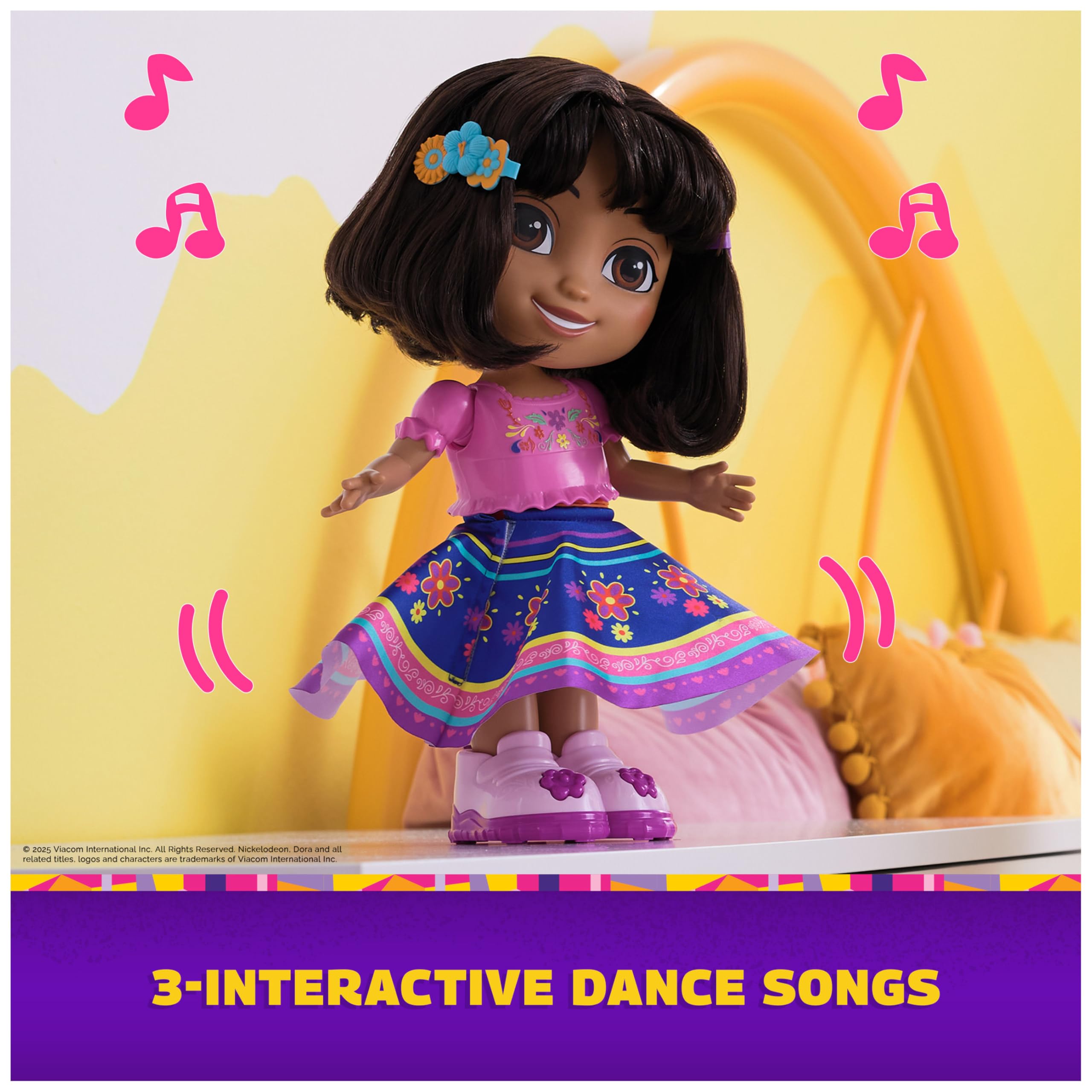 DORA Dance with Me Dora Interactive Dancing Doll | Bilingual | Includes 2 Skirts | Ages 3+ 8