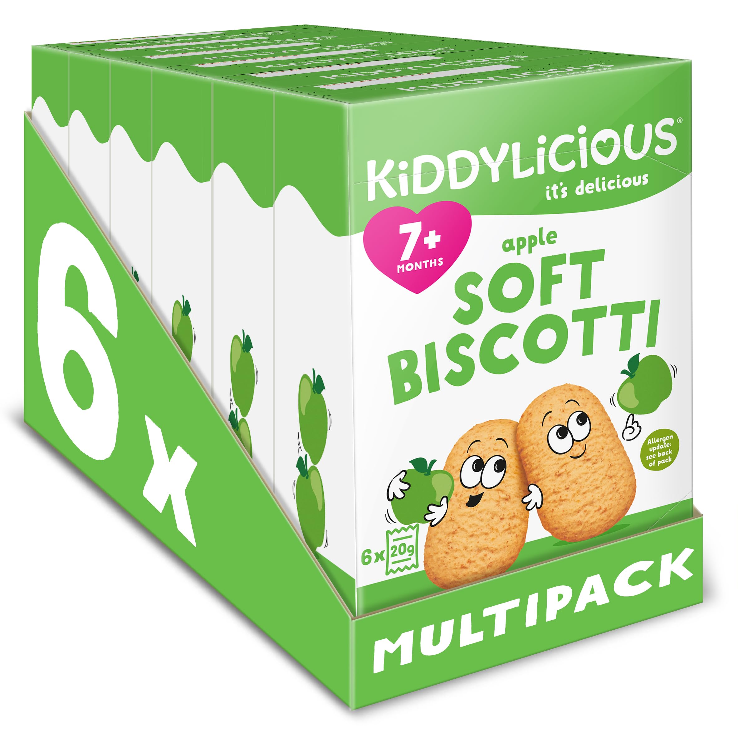 Kiddylicious Apple Biscotti - Soft Whole Wheat Finger Food for Babies 7+ Months | 6 Count Pack 1