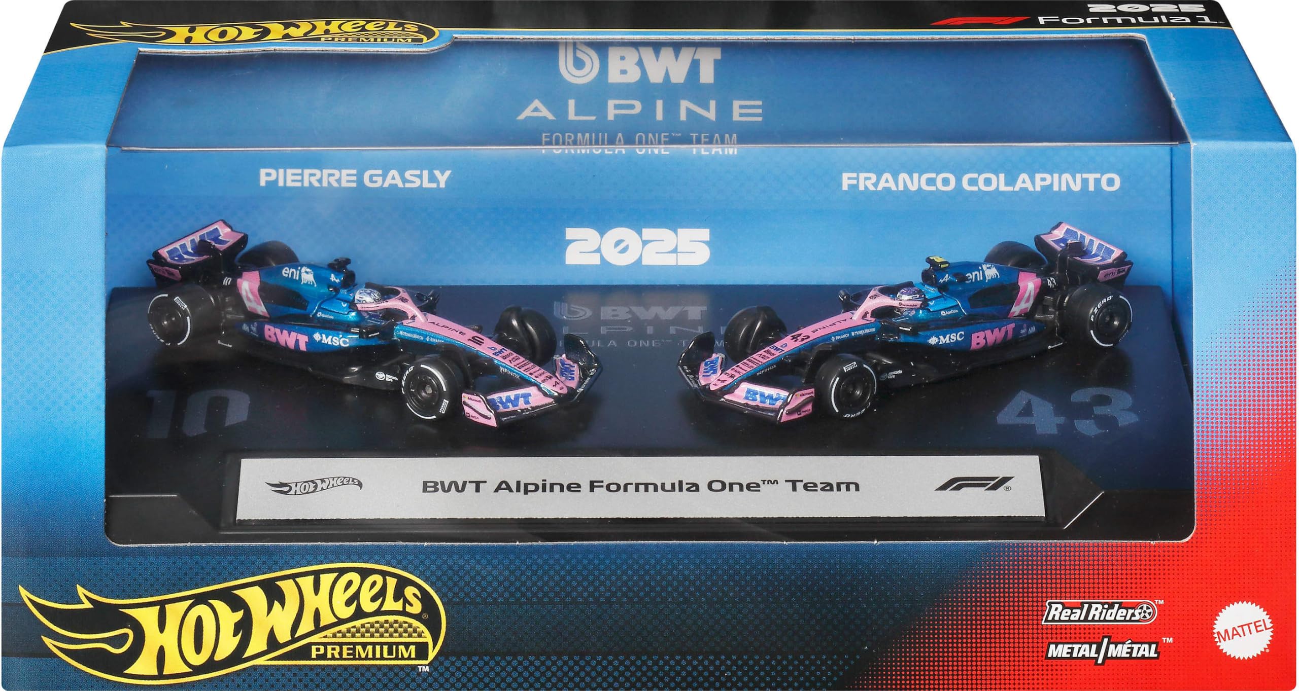 Hot Wheels Premium BWT Alpine Formula One Team 2-Pack 1:64 Scale Die-Cast Cars 1