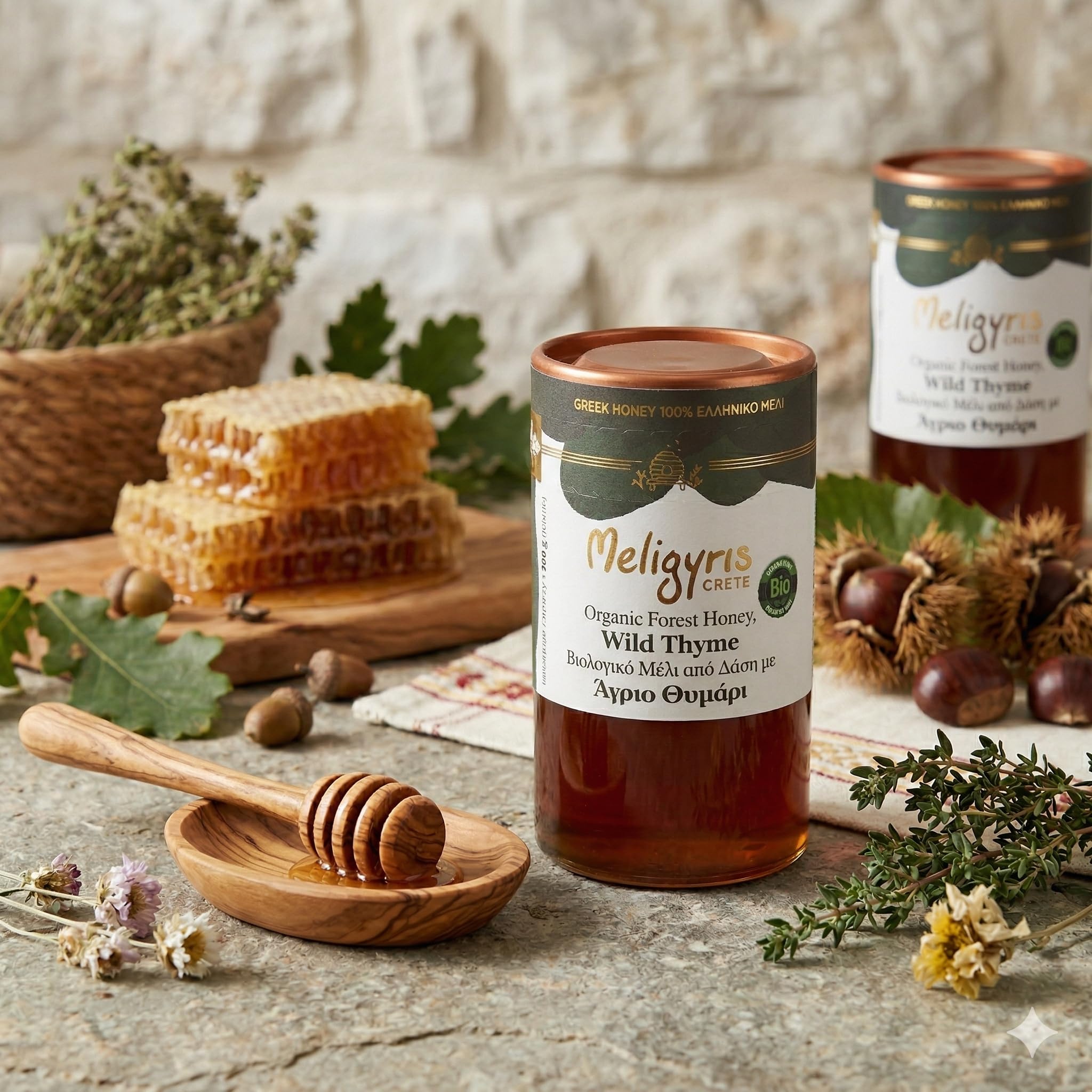 Meligyris Organic Greek Forest Honey with Wild Thyme - Raw, Unfiltered | 450g Jar 2