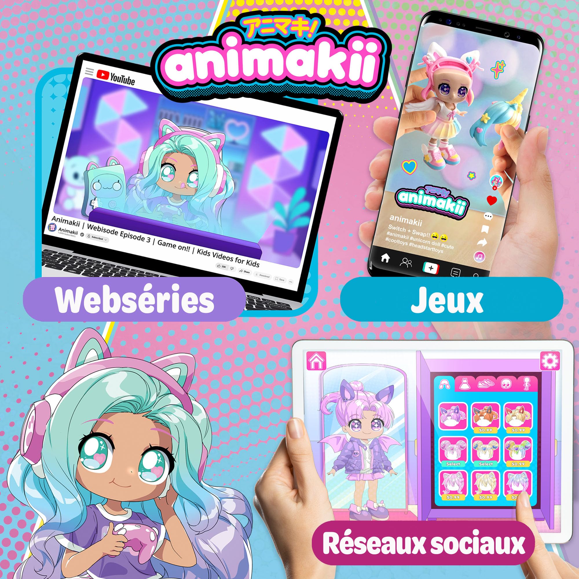 Animakii Fashion Doll – Unicorn & Bat Style Customisable Doll with 32+ Looks, 5+ Years 16
