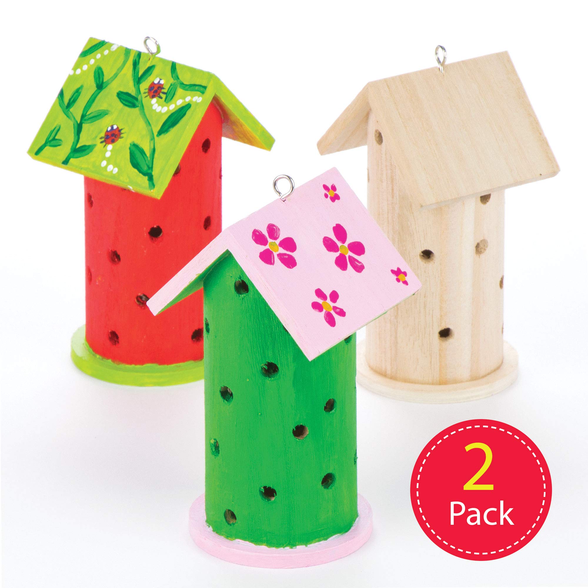 Baker Ross AV954 Wooden Ladybird House Craft Kit - Pack of 2 | 13cm x 7cm | Wood