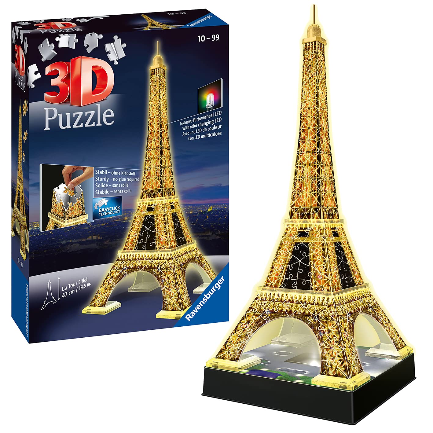 Ravensburger Eiffel Tower 3D Puzzle - Night Edition with LED Lighting, 216 Pieces 10