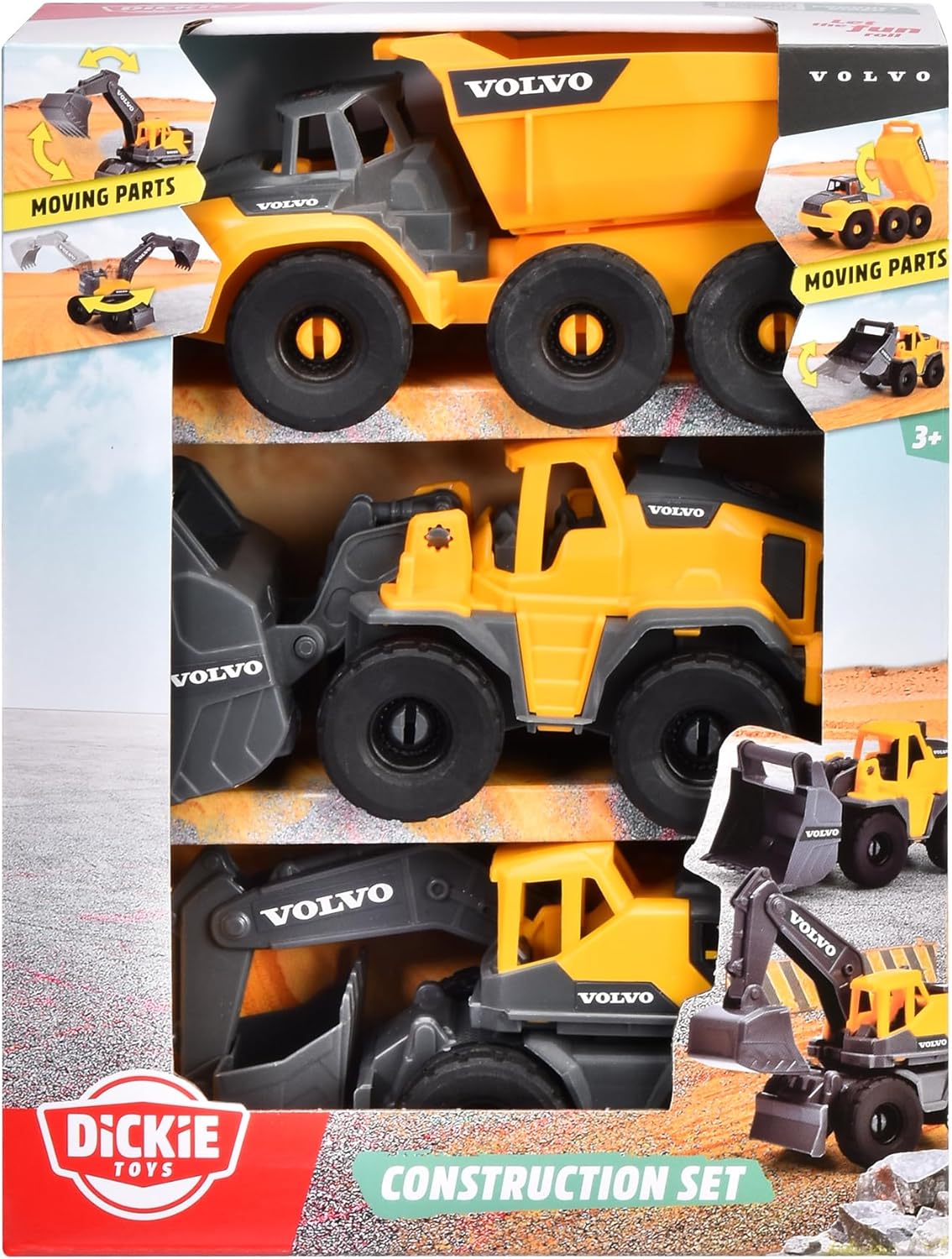 Dickie Toys Volvo Construction Site Vehicles Set - 3-Piece Playset for Kids 3+ 5