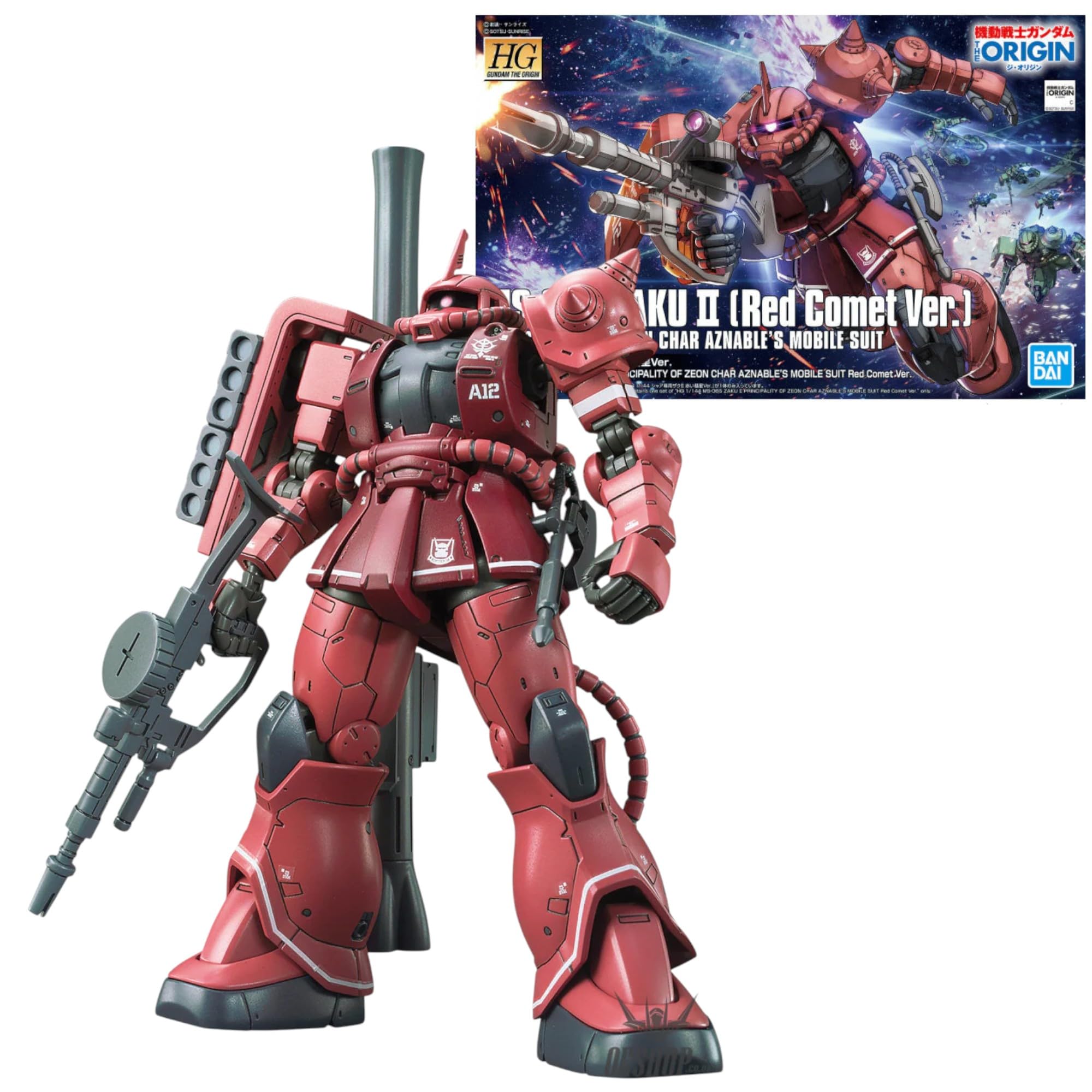 BANDAI SPIRITS HG MS-06S Zaku II (Red Comet Ver.) 1/144 Scale Model Kit | Snap-Fit 1