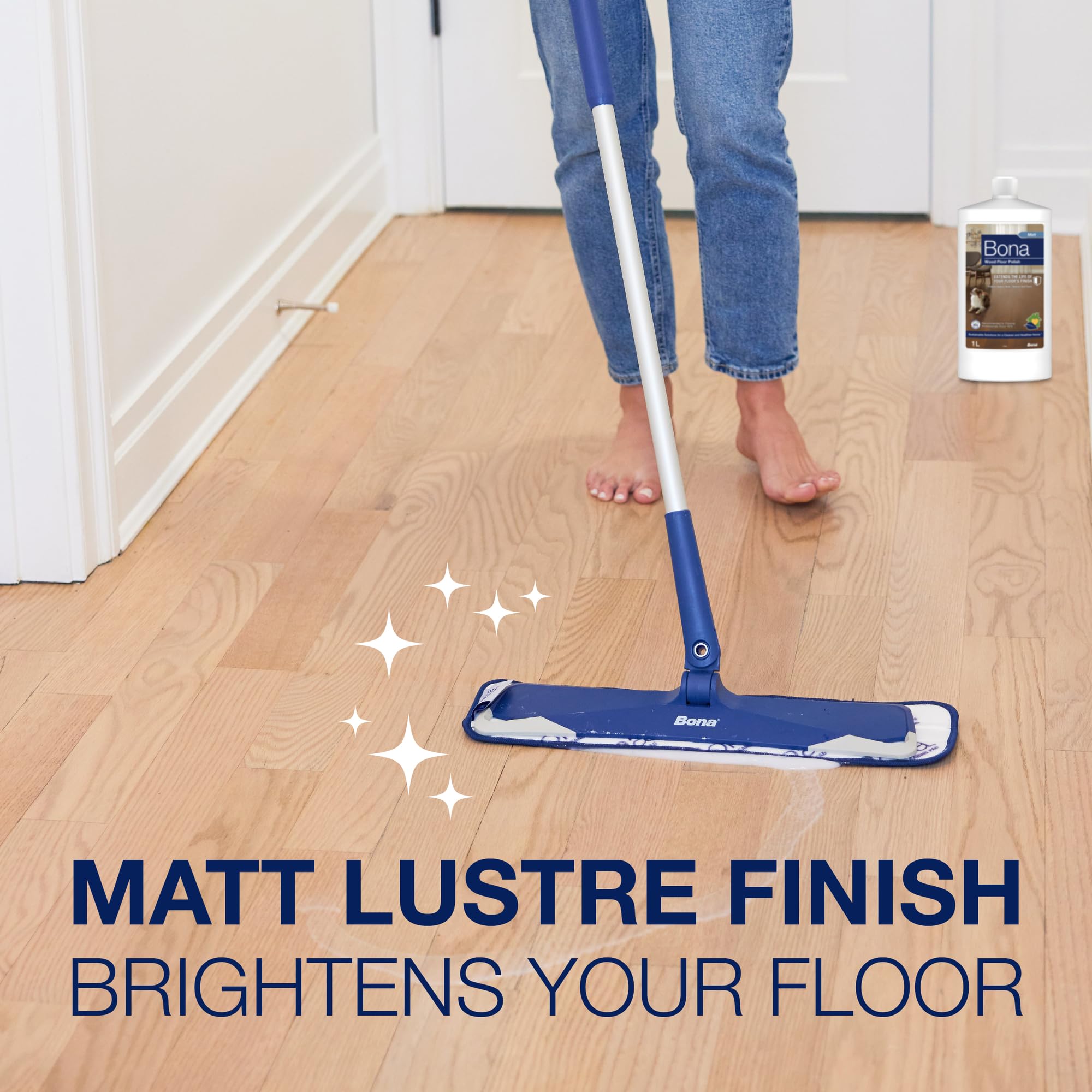 Bona Wood Floor Matt Polish - Protects Sealed Wood Floors | 1 Litre | Dries in 2 Hours 3