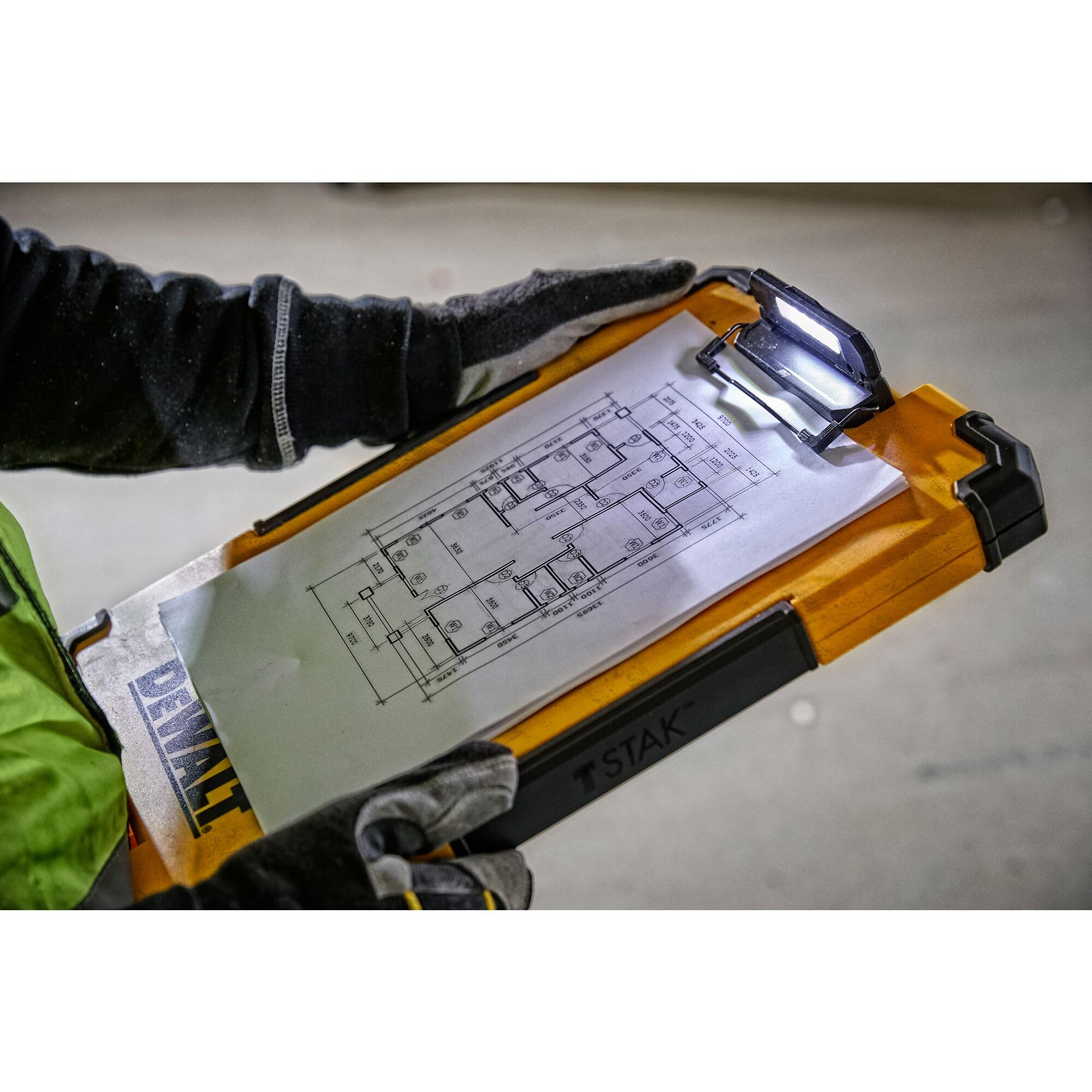 DEWALT TSTAK Clipboard with Dual Storage and Integrated LED Light | Plastic/Metal | Multi Color 7