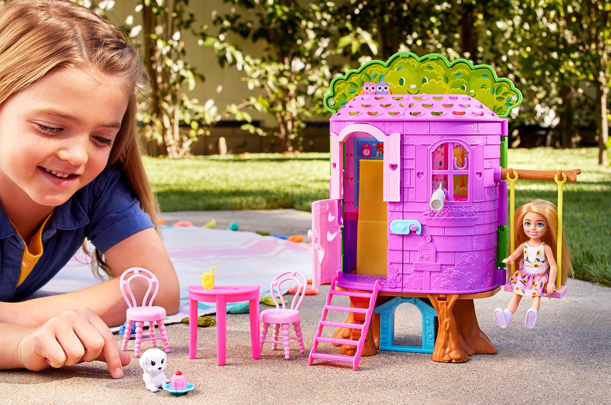 Barbie Chelsea Doll and Treehouse Playset with Pet Puppy - Ages 3+