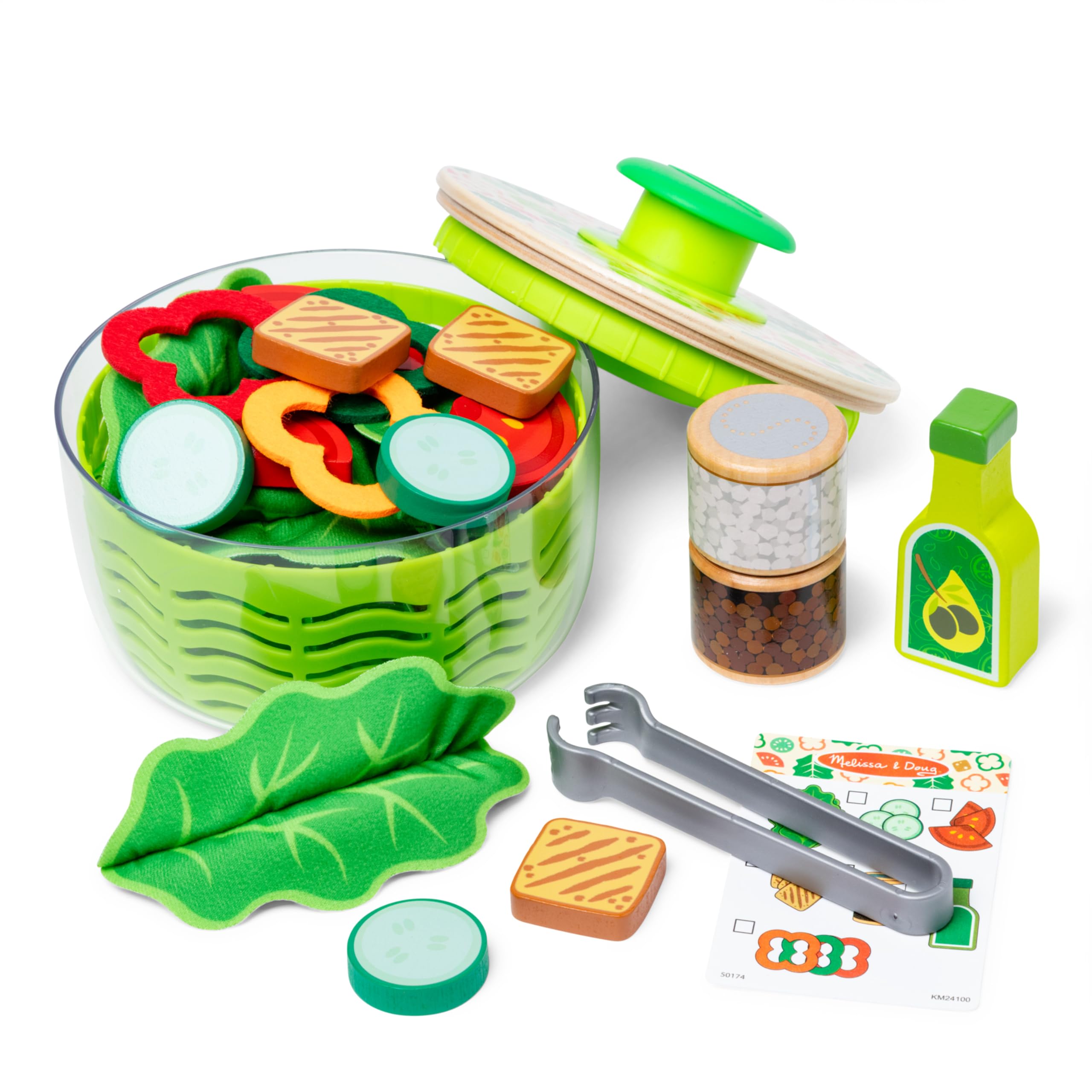 Melissa & Doug Salad Spinner Play Set - 28 Pieces | Pretend Play Food | Ages 3-6