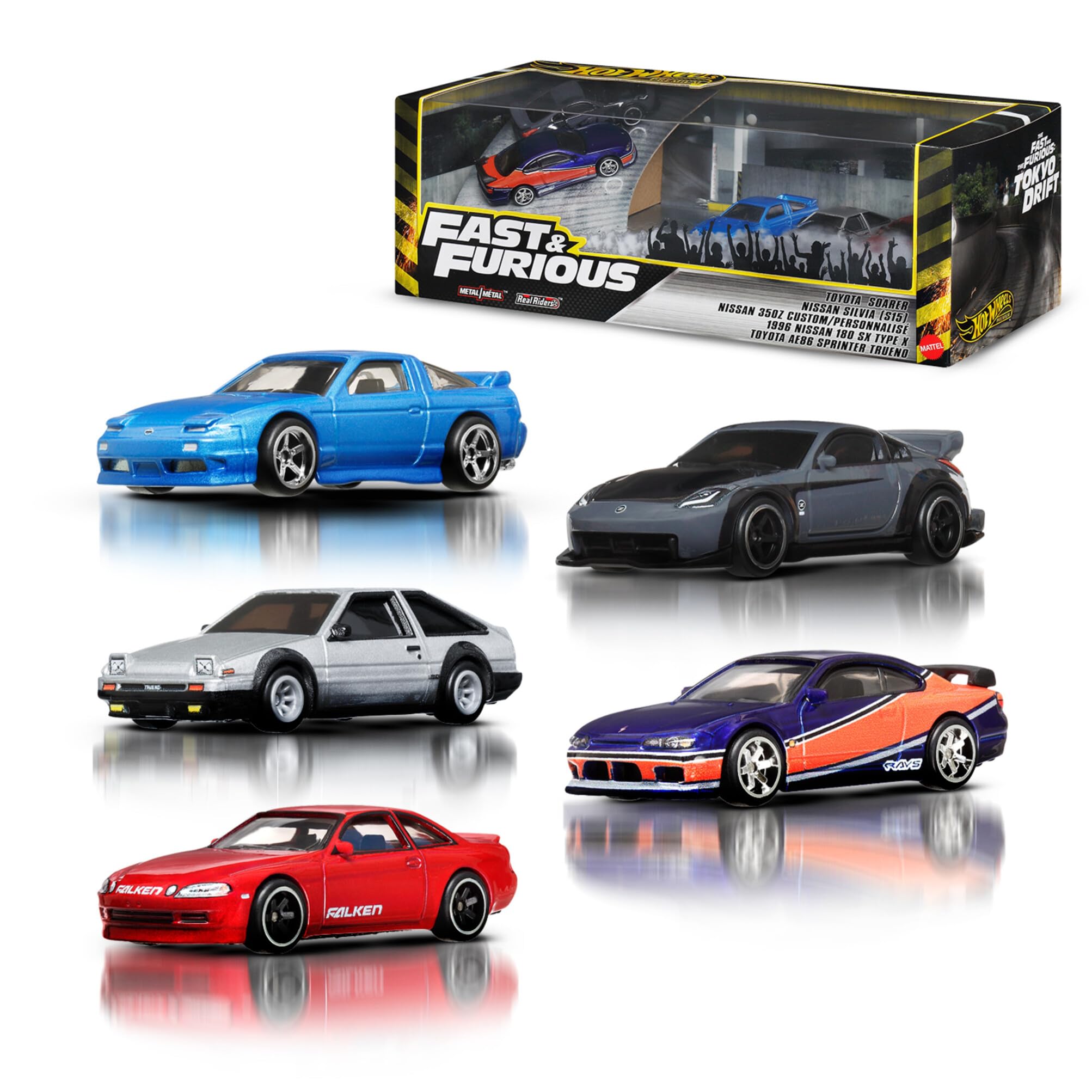 Hot Wheels Fast & Furious Tokyo Drift Bundle - 5 Pack 1:64 Scale Die-Cast Cars | Model JFL99