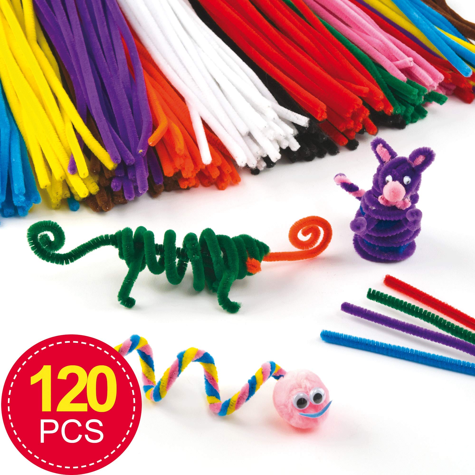 Baker Ross Fluffy Soft Pipe Cleaners - Value Pack of 120 Metallic Craft Stems | 30cm Long 2