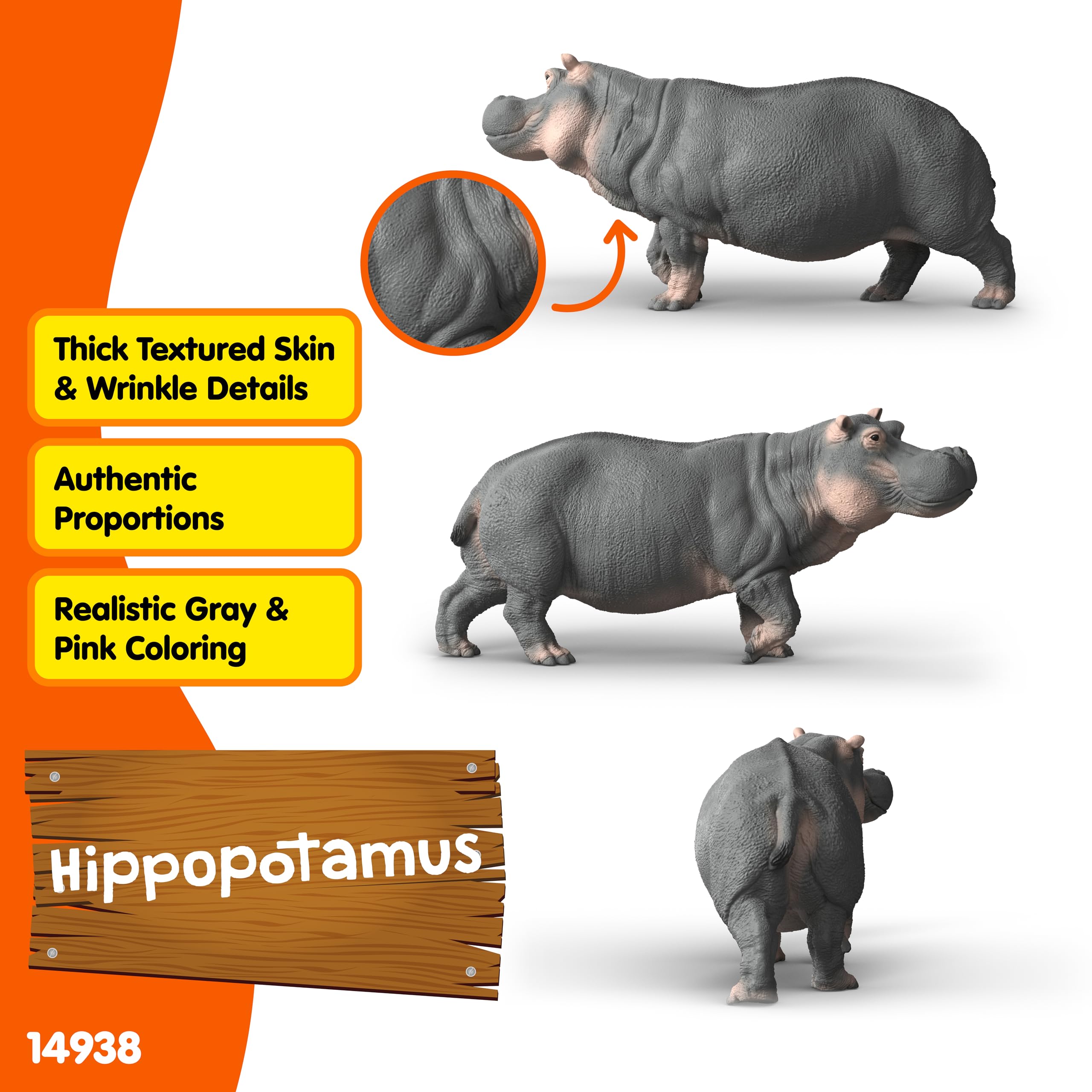 Schleich WILD LIFE Hippopotamus Miniature Figure 14938 | Ages 3+ | Grey Plastic