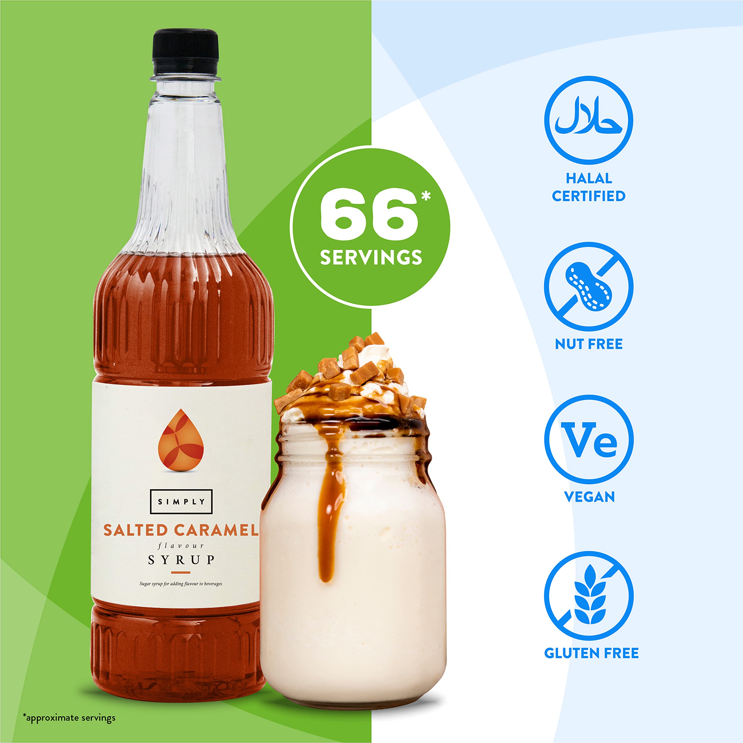 Einfach gesalzener Karamellsirup – veganer, nussfreier aromatisierter Sirup für Kaffee, Cocktails und Backen (1 Liter)
