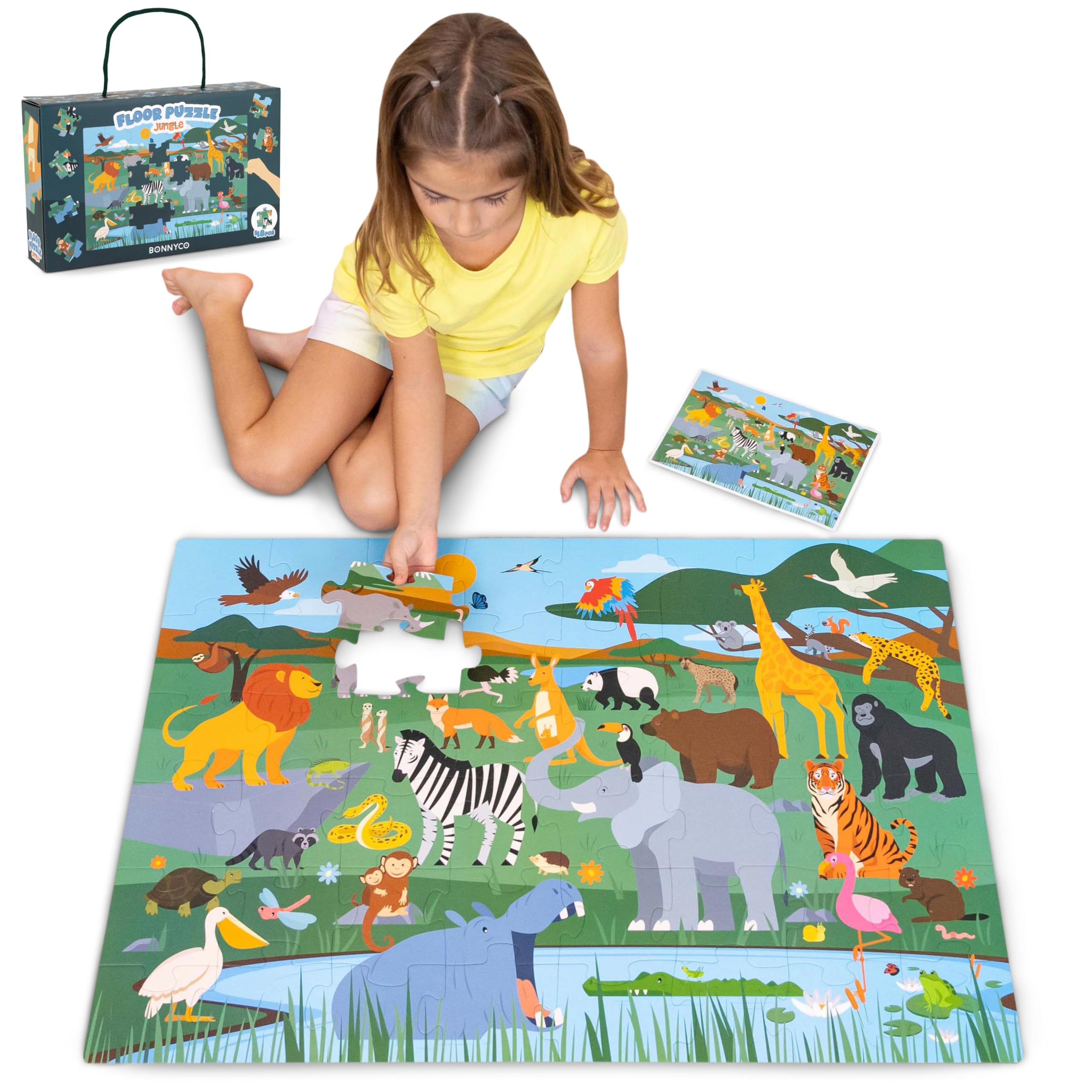 BONNYCO Giant Jungle Floor Puzzle - 48 Large Pieces | 92 cm x 62 cm | Ages 2-99