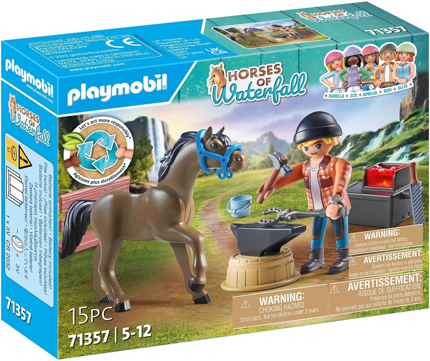 Playmobil 71497 Horses of Waterfall - Farrier Ben and Achilles, Interactive Playset for Ages 4+ 5