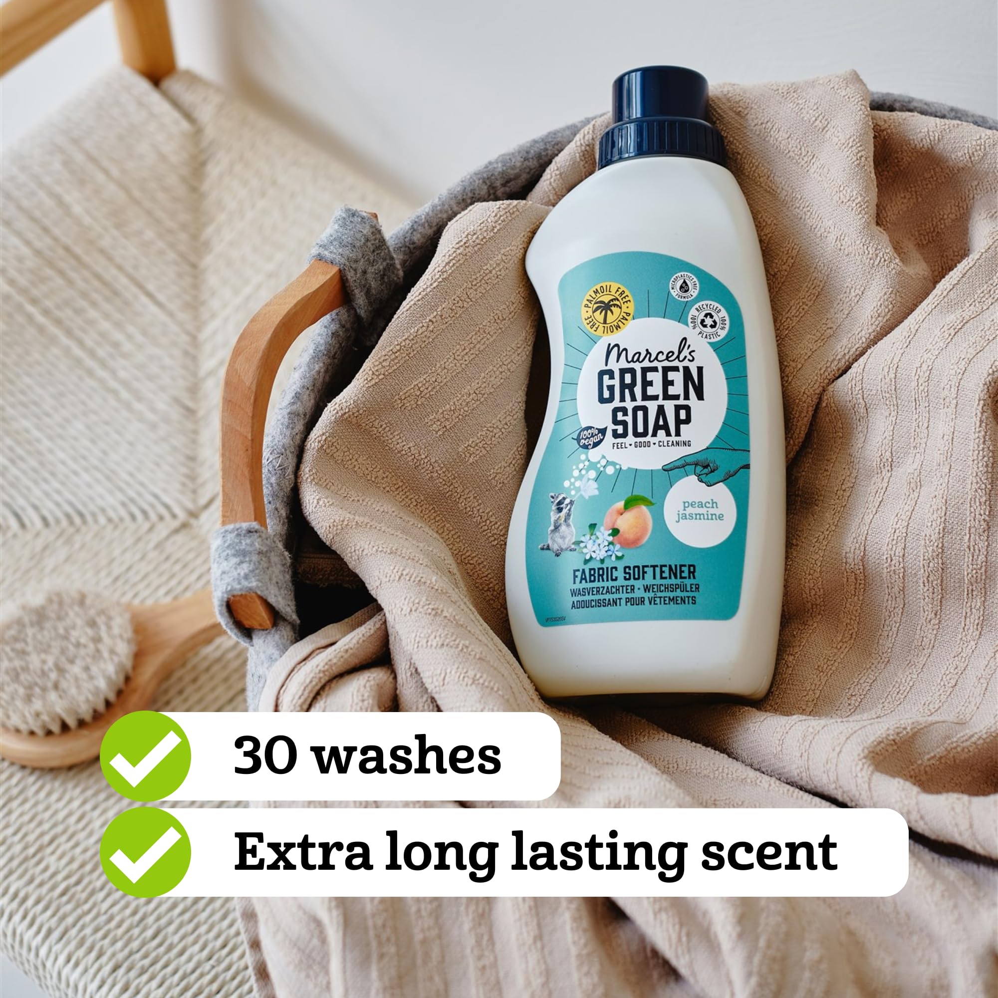 Marcel's Green Soap Fabric Softener Peach & Jasmine - 750 ml | Vegan | 30 Washes 2
