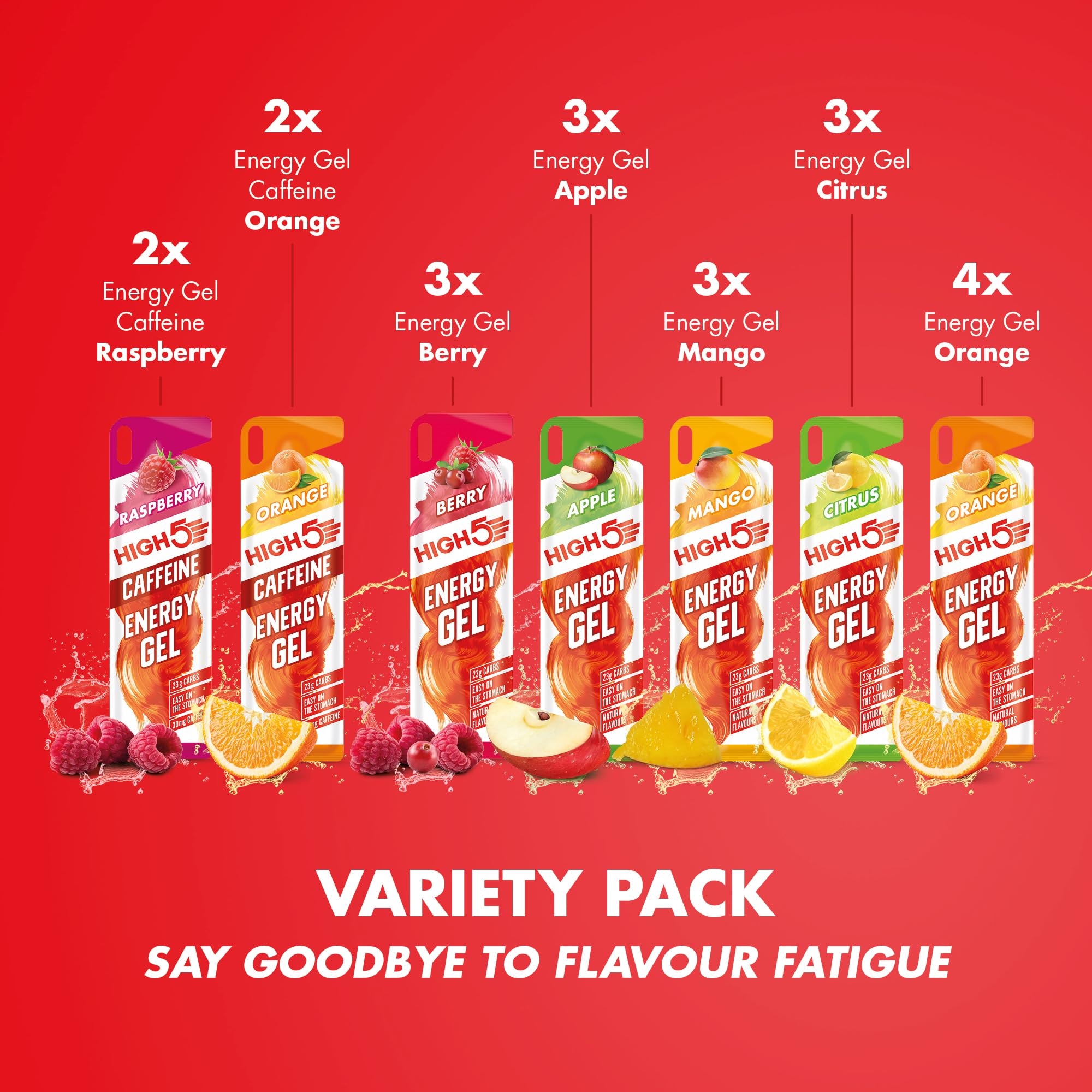 HIGH5 Energy Gel Pack – 20 Beutel à 40 g für Laufen, Radfahren, Ausdauersport – Natürlicher Fruchtsaft, koffeinfrei (verschiedene Geschmacksrichtungen)