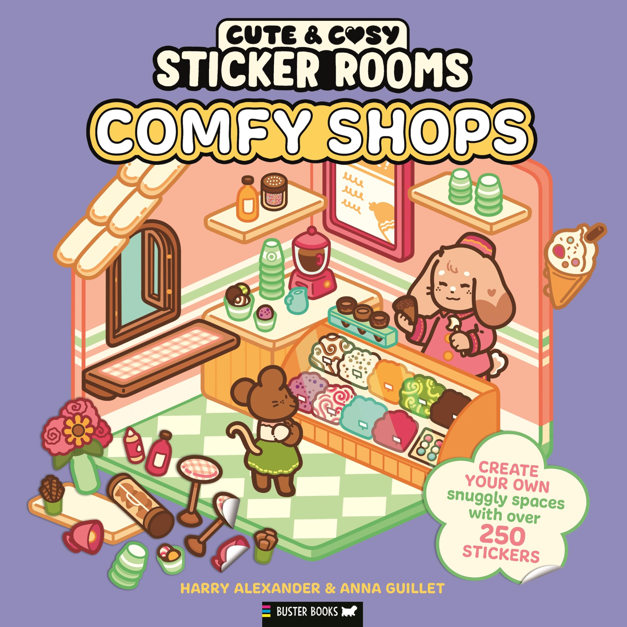 Buster Books Sticker Rooms: Comfy Shops Activity Book - Ages 5+