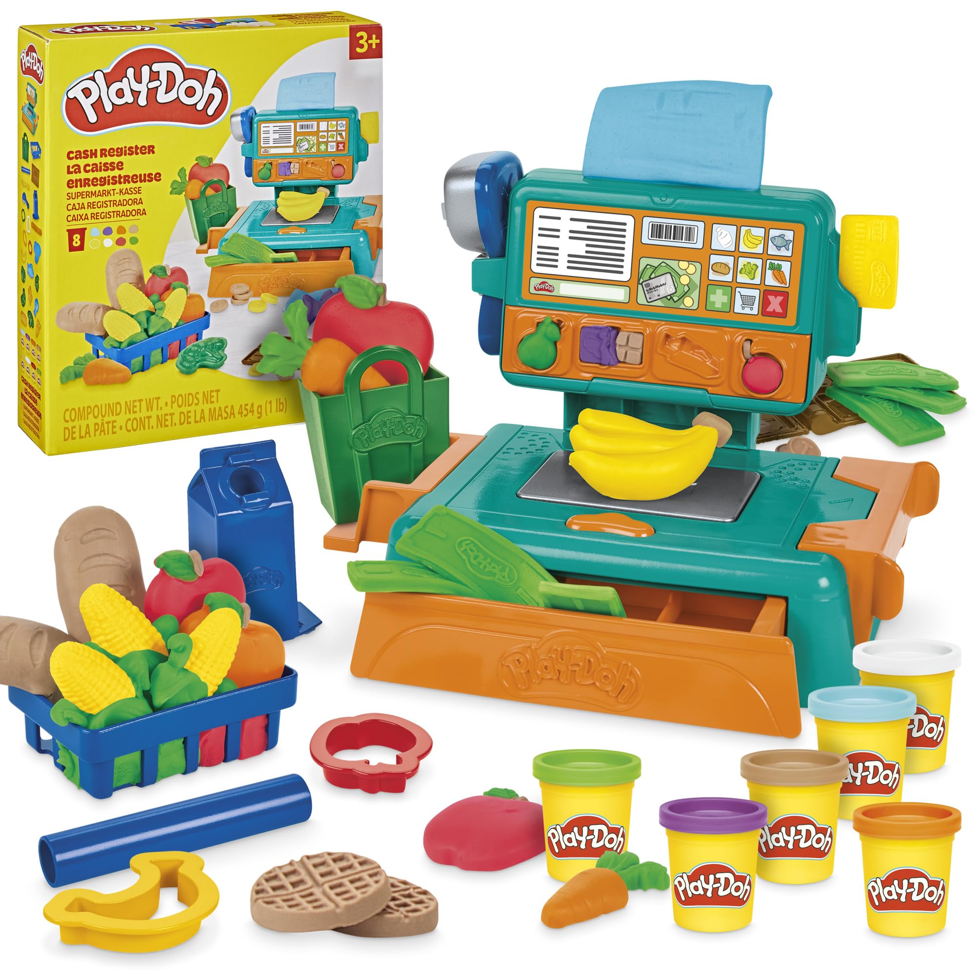 Play-Doh Cash Register Toy Supermarket Playset with 8 Cans of Compound | Ages 3+