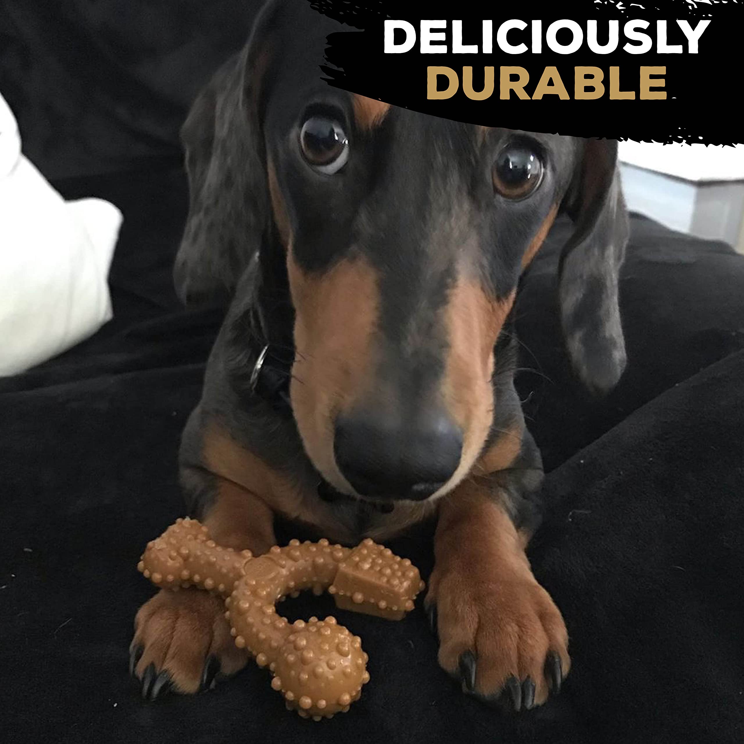 Tasty Bone TrioBone Peanut Butter Chew Toy - Durable Nylon | For Toy Dogs | 100 Day Guarantee