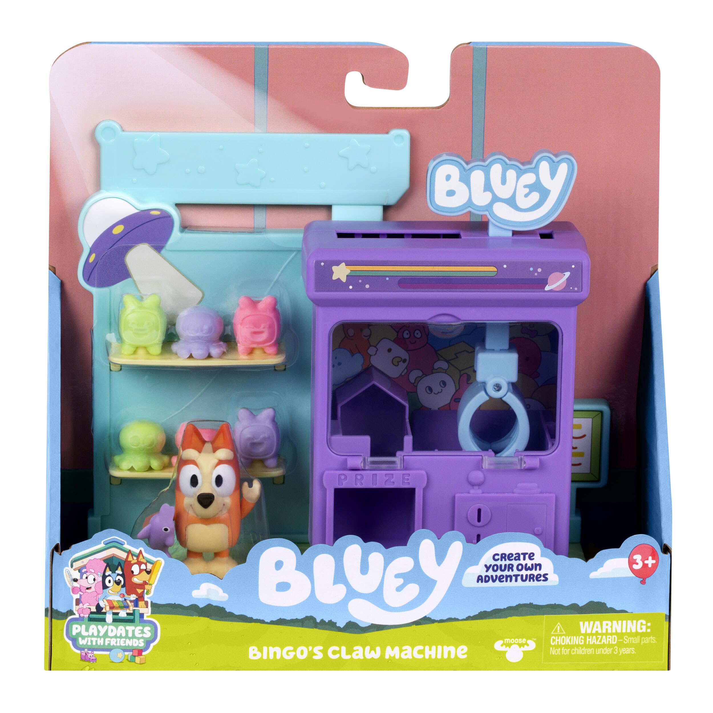 Bluey Bingo's Claw Machine Mini Playset - Includes Articulated Bingo Figure and 6 Surprise Prizes
