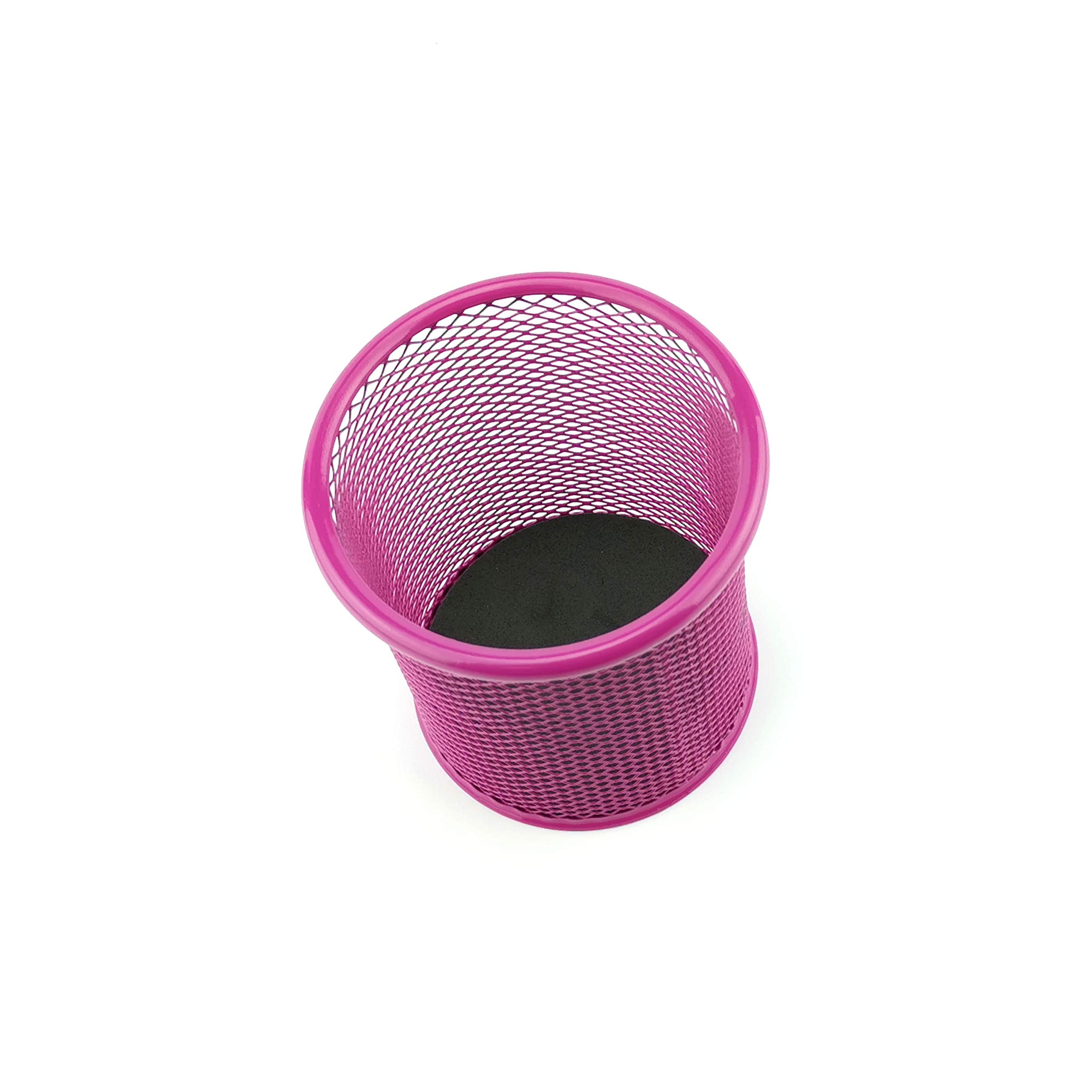 Leviatan Round Mesh Metal Pencil Holder - Pink | Ø 91mm | Rust Resistant 2