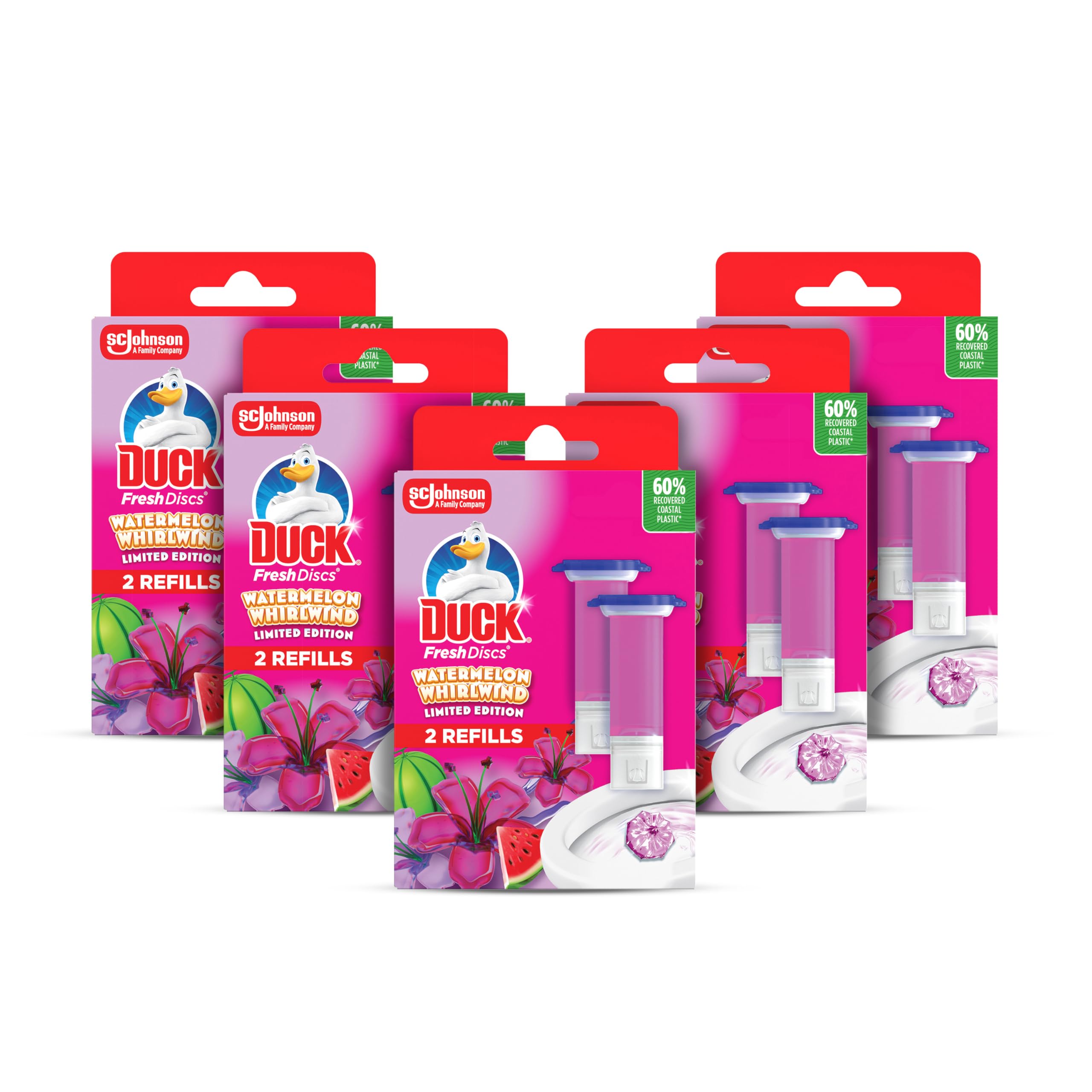 DUCK Fresh Discs Toilet Cleaner Refill Twin Pack Watermelon Whirlwind 5 Count