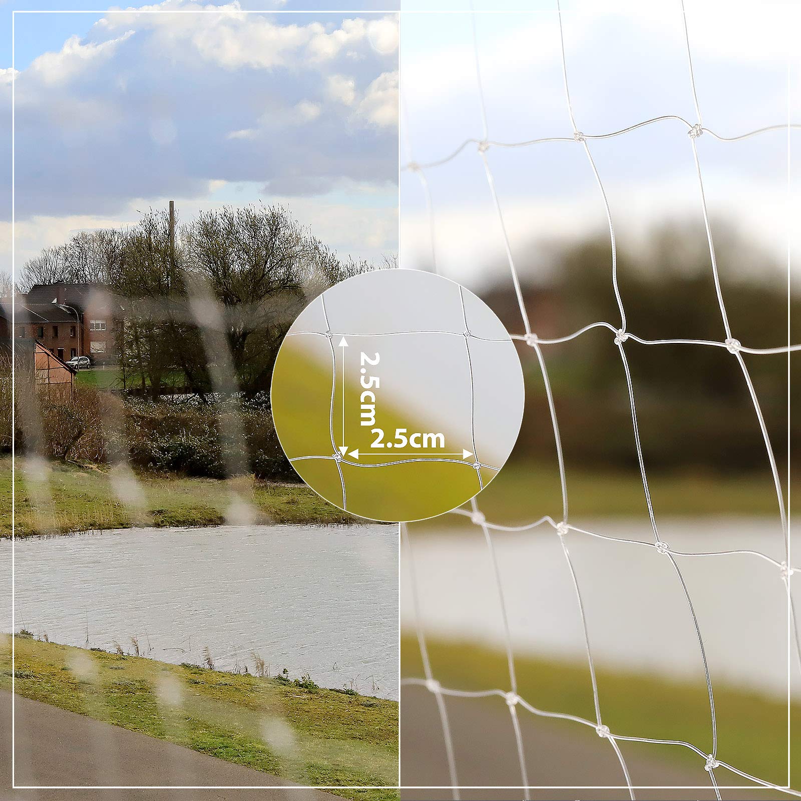 lionto Cat Safety Balcony Net - 3 x 4 m Transparent Nylon Protection | Weather Resistant 3