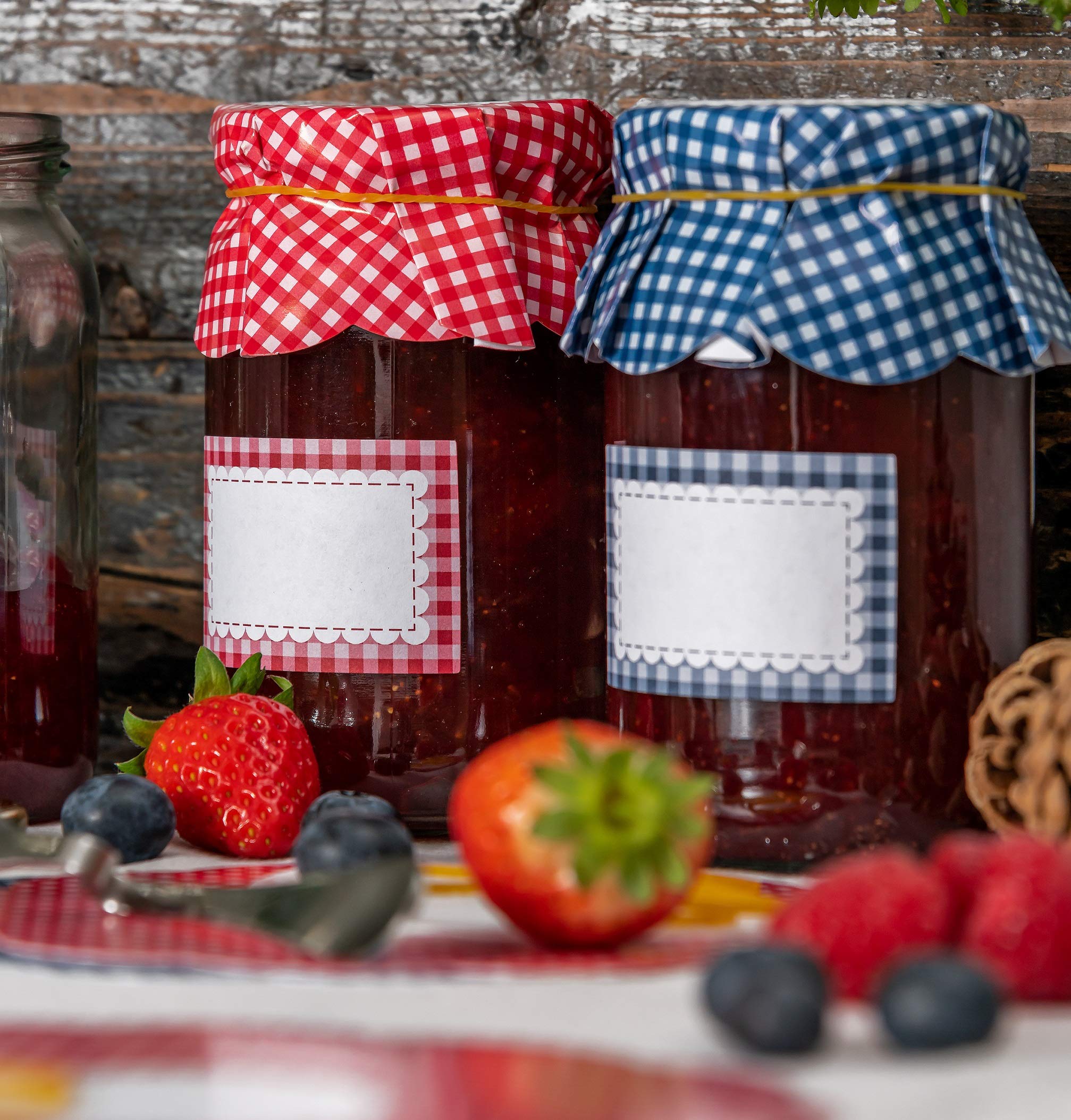 Tala Everyday Gingham Preserving Labels - Self-Adhesive Jar Labels for Homemade Goods | 30 Pack