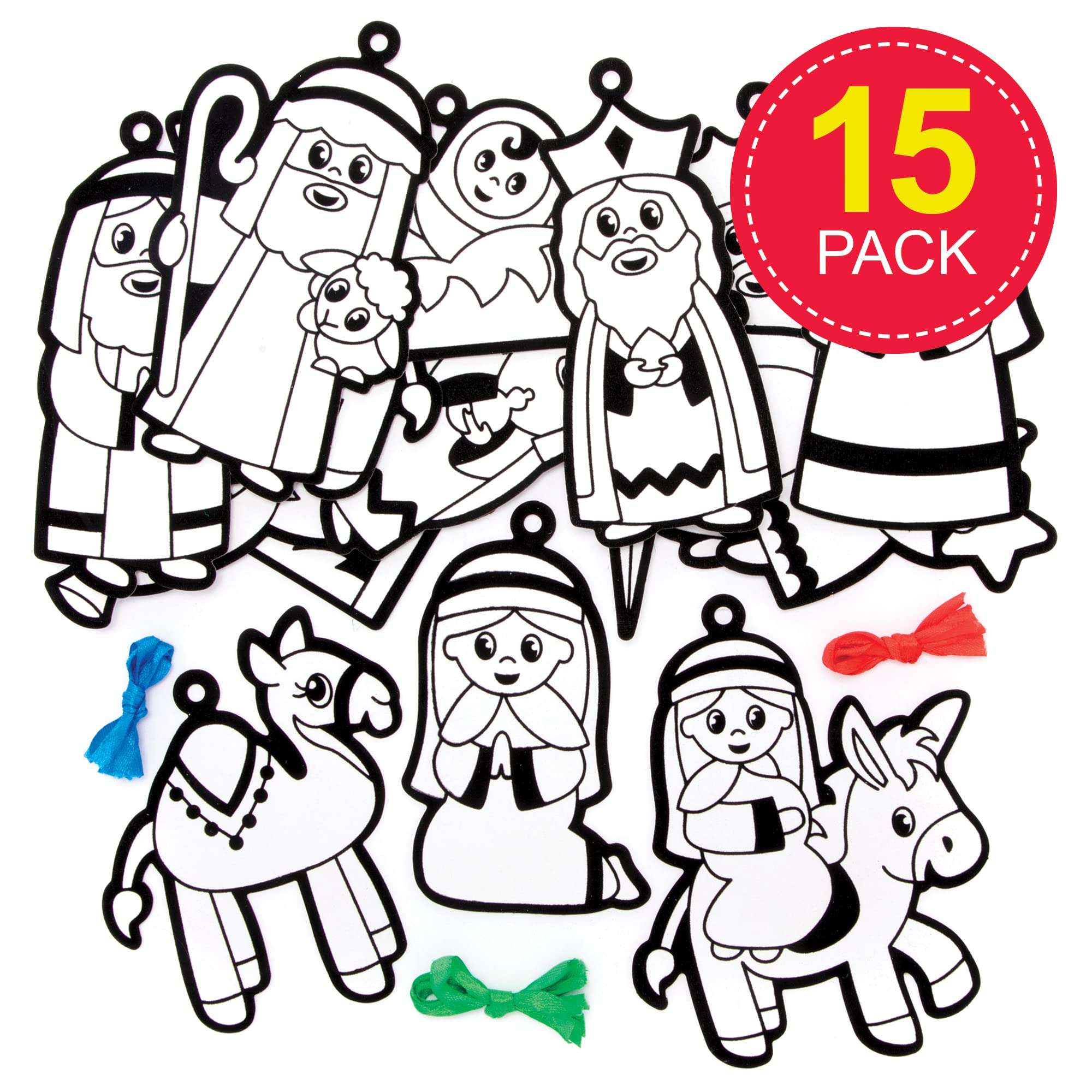 Baker Ross Nativity Colour In Decorations - Pack of 15 Christmas Craft Kit for Kids 7