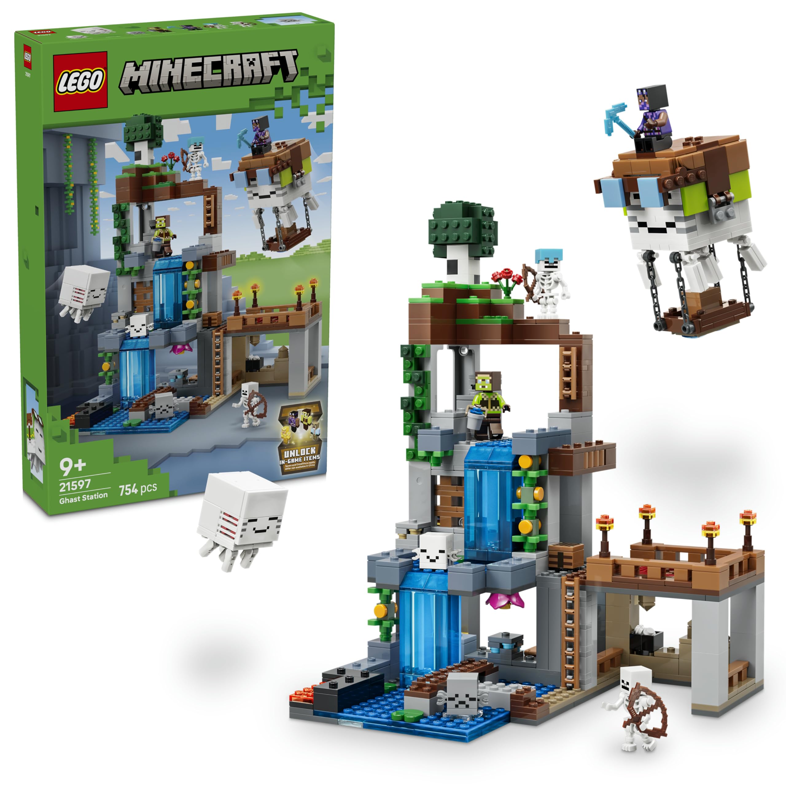 LEGO Minecraft Ghast Station Building Set - 8 Figures, Includes 2 Skeletons & 4 Ghasts, Ages 9+ 1