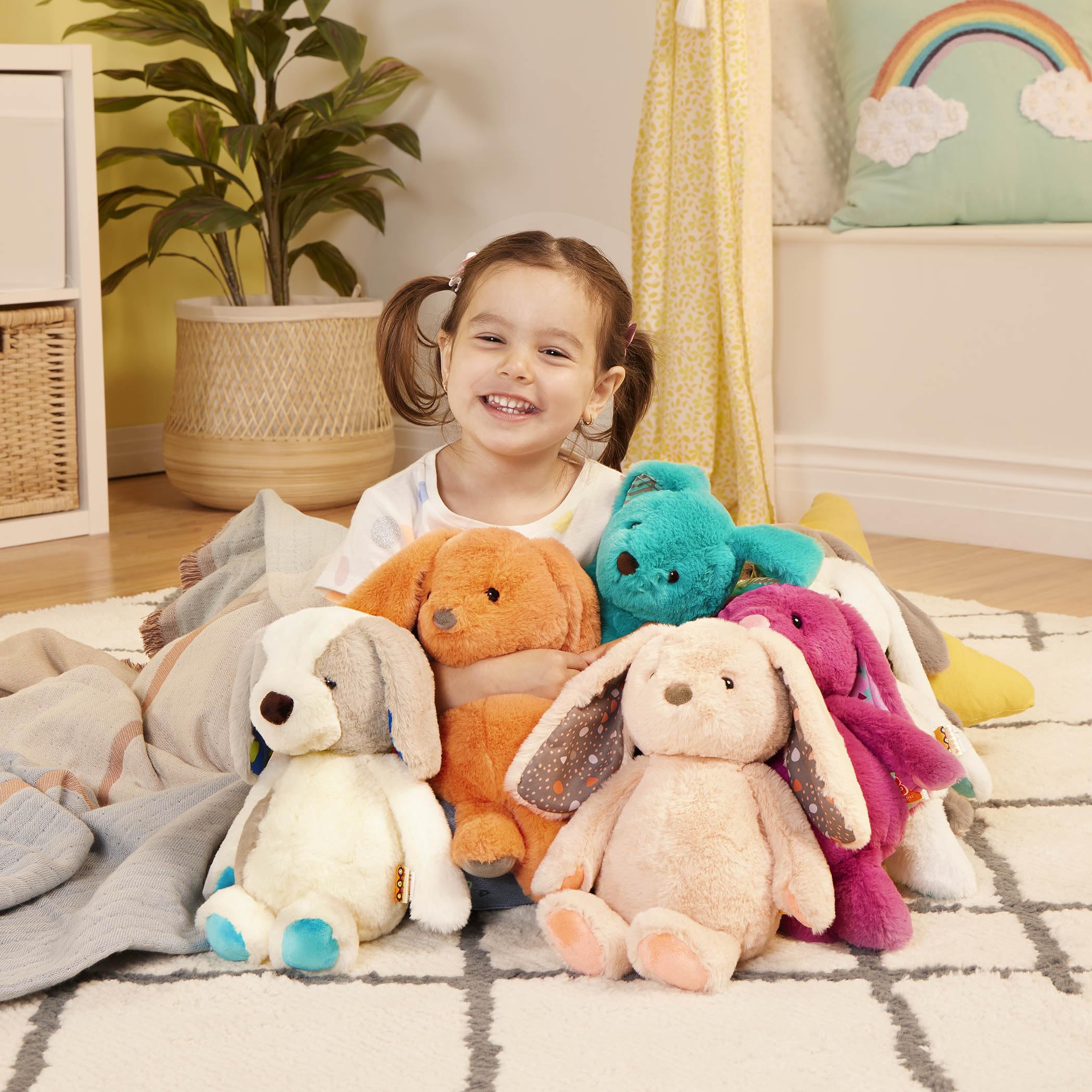 B. Toys Plush Bunny - Super Soft Stuffed Animal - Coral Orange - 0 Months+ 4