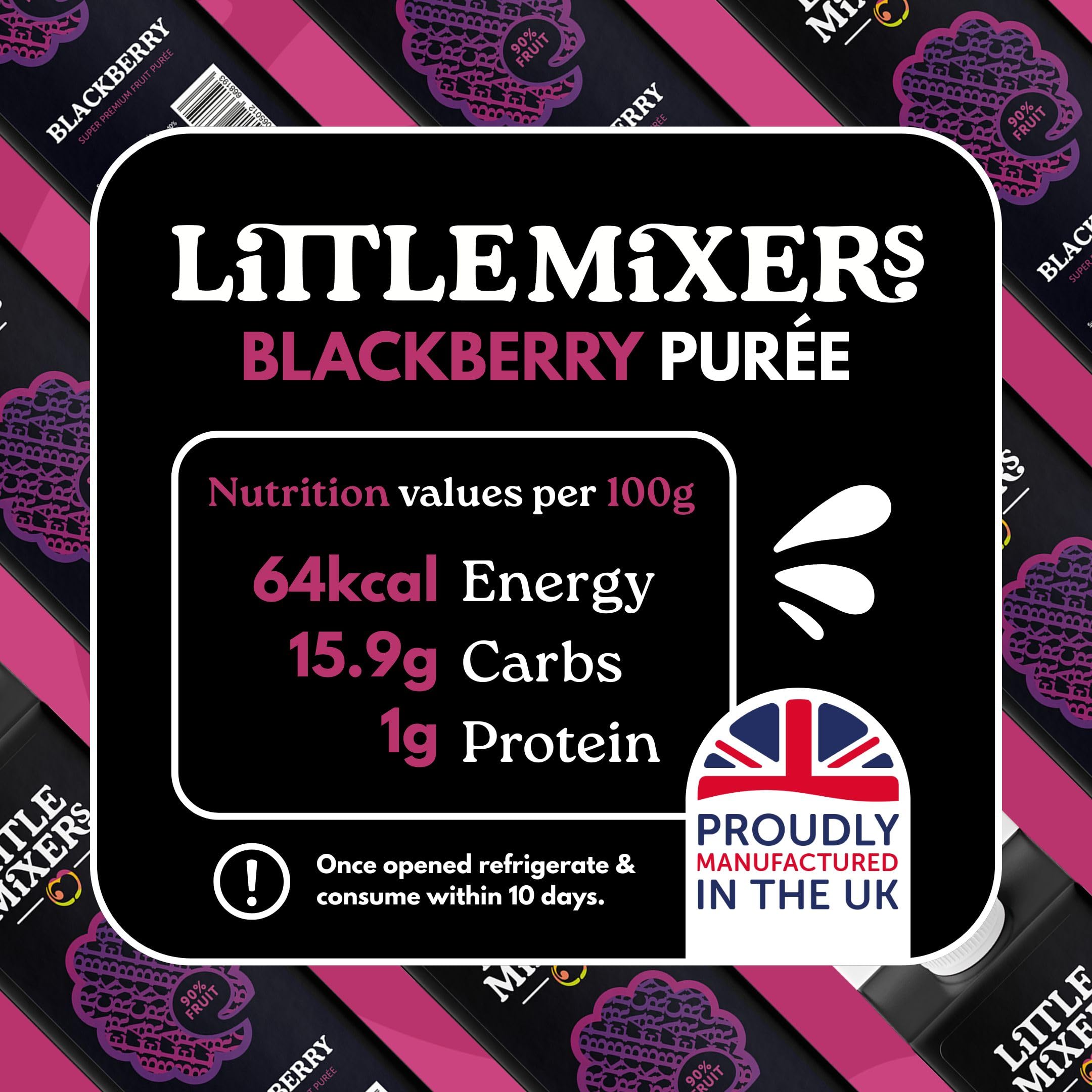 LITTLE MIXERS Quality Blackberry Puree for Cocktails & Smoothies | 1L Carton | 90% Fruit Content 3