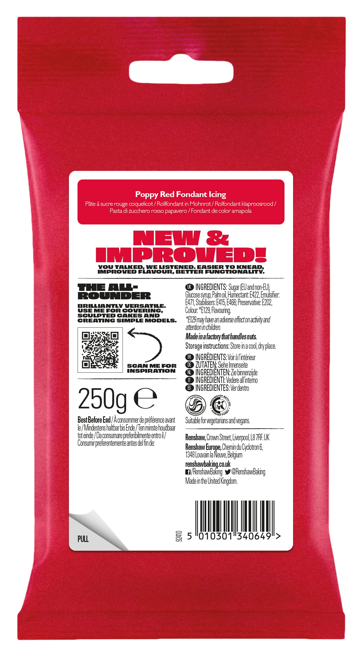 Renshaw Just Roll With It Fondant Icing - Poppy Red, 250 g 6