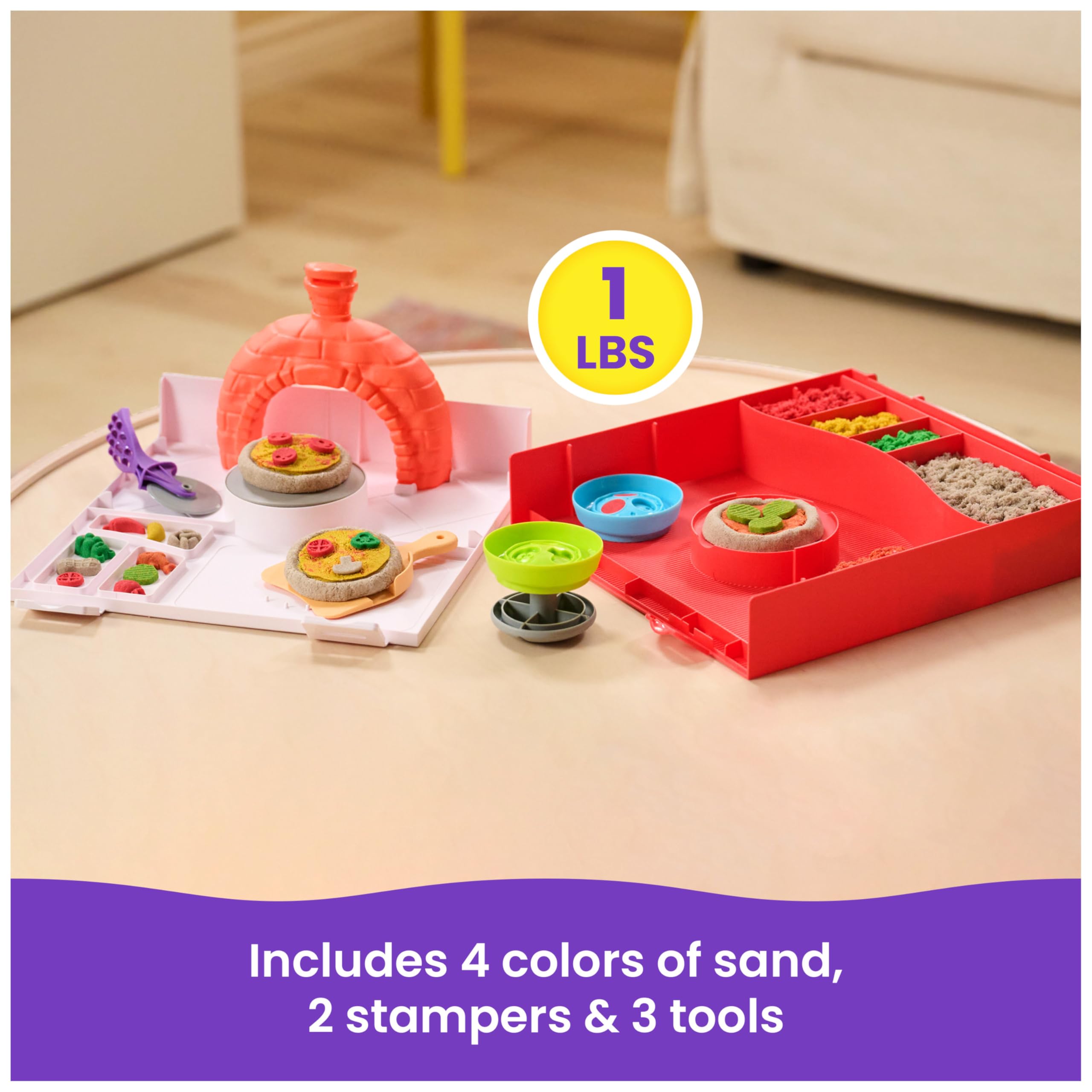 Kinetic Sand SquishPizza Rising Pizza Playset with 452g Play Sand and 5 Tools | Ages 5+ 7