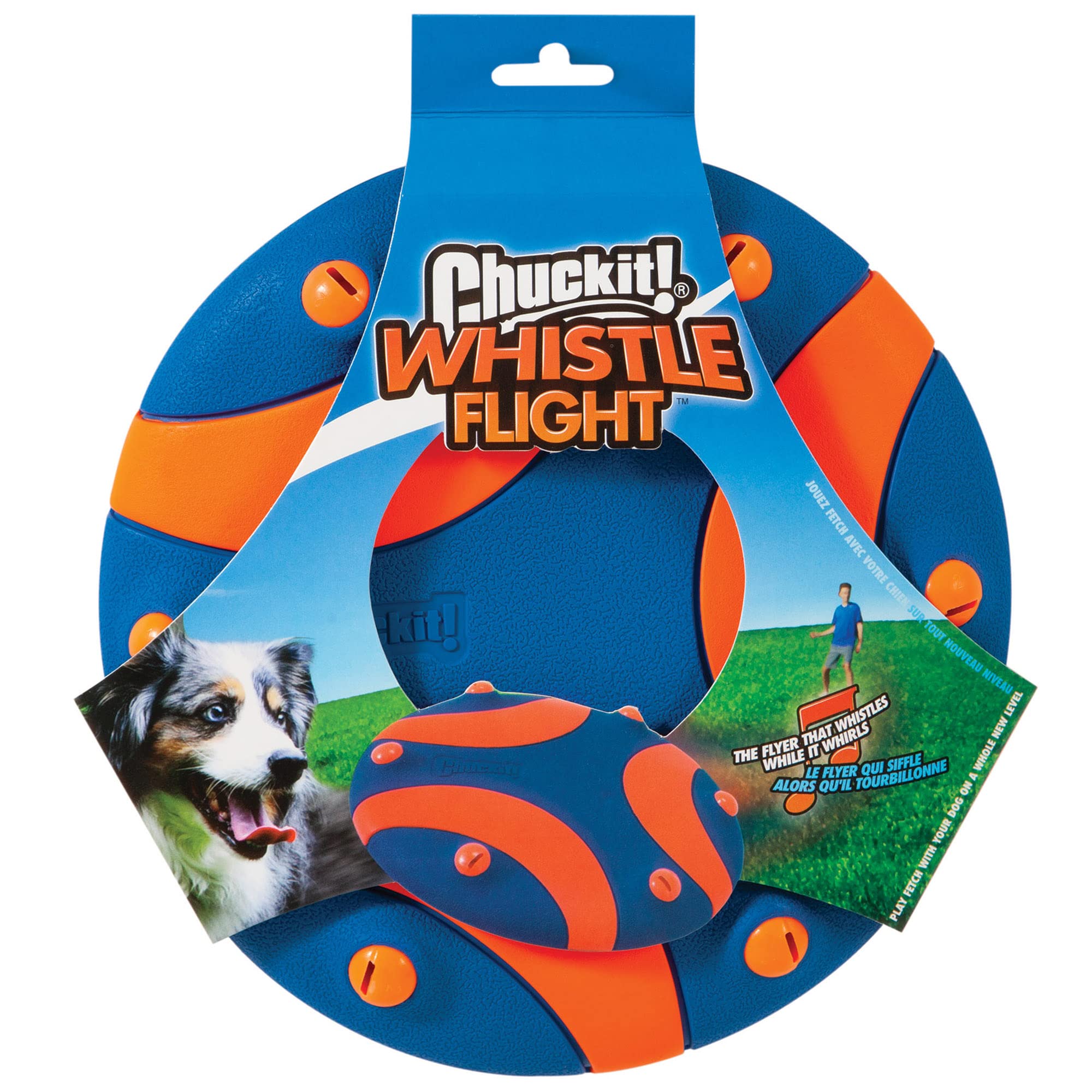 Chuckit! WHISTLE FLYER - High Visibility Multi-Color Dog Frisbee | Durable Rubber | Lightweight
